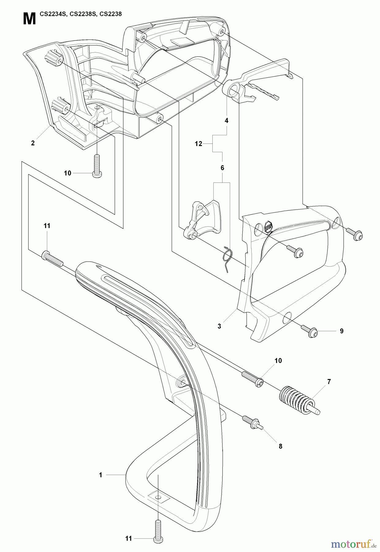 Jonsered Motorsägen CS2238 - Jonsered Chainsaw (2009-01) HANDLE CONTROLS