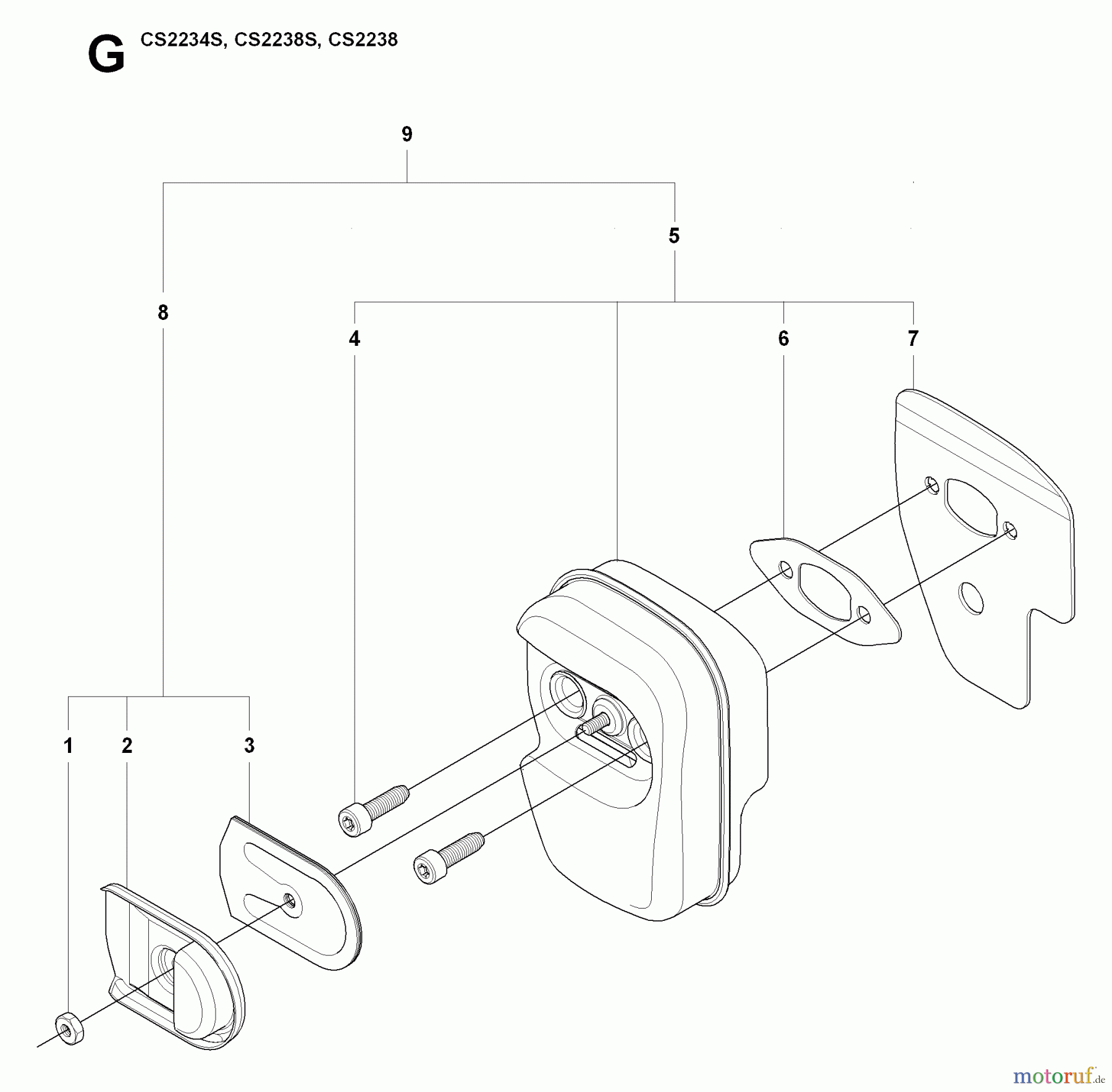 Jonsered Motorsägen CS2238 - Jonsered Chainsaw (2009-01) MUFFLER