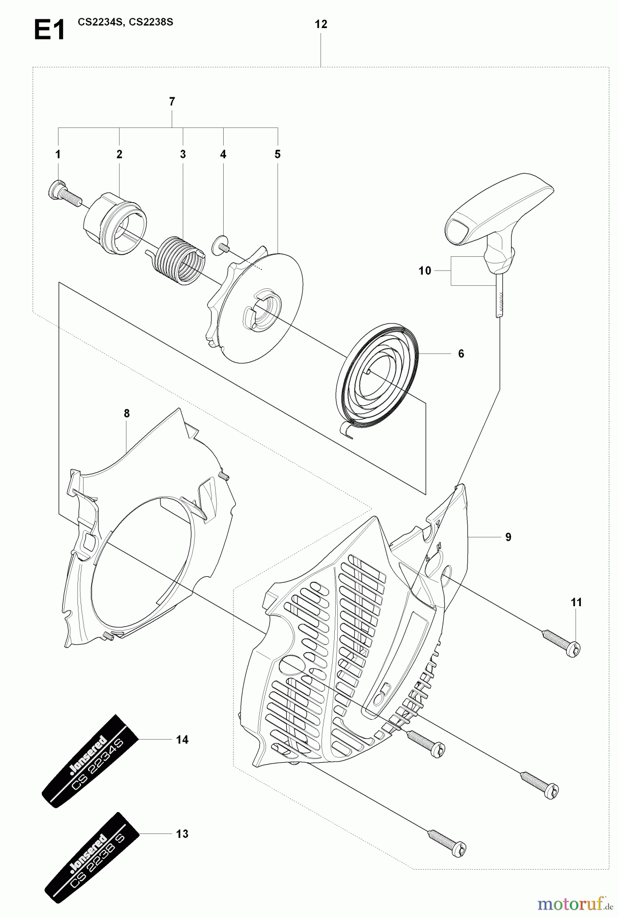 Jonsered Motorsägen CS2238 S - Jonsered Chainsaw (2009-01) STARTER