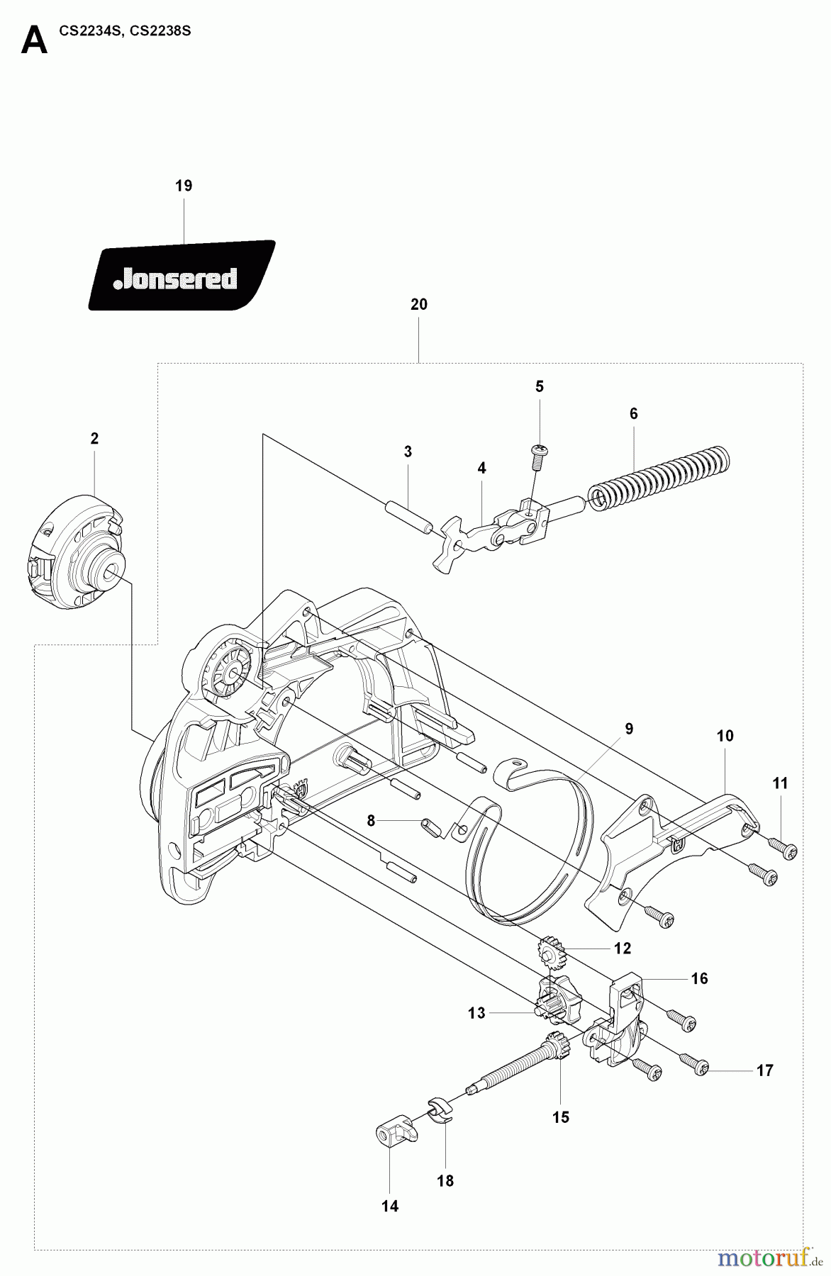 Jonsered Motorsägen CS2238 S - Jonsered Chainsaw (2009-04) CHAIN BRAKE