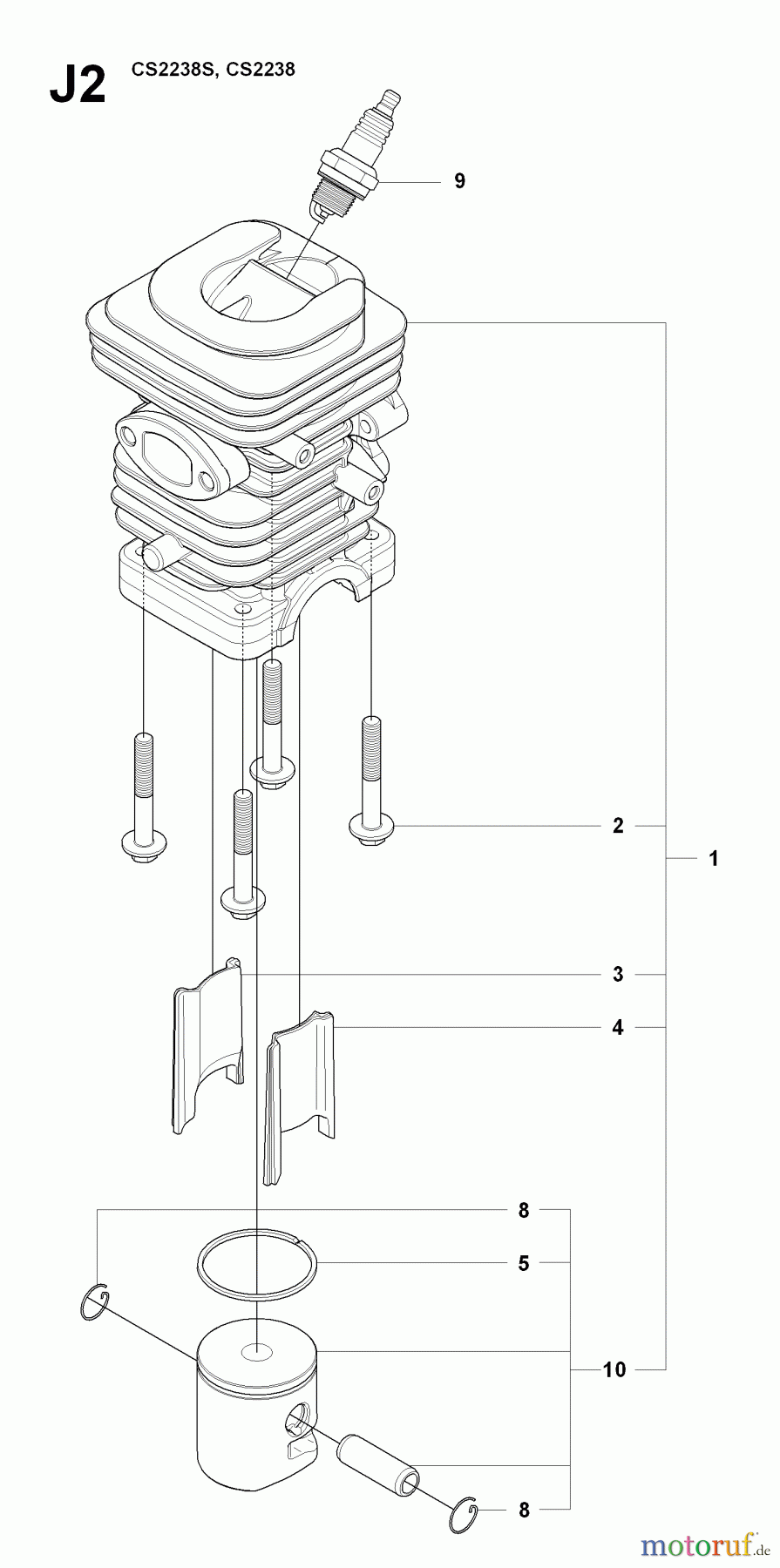  Jonsered Motorsägen CS2238 S - Jonsered Chainsaw (2009-01) CYLINDER PISTON