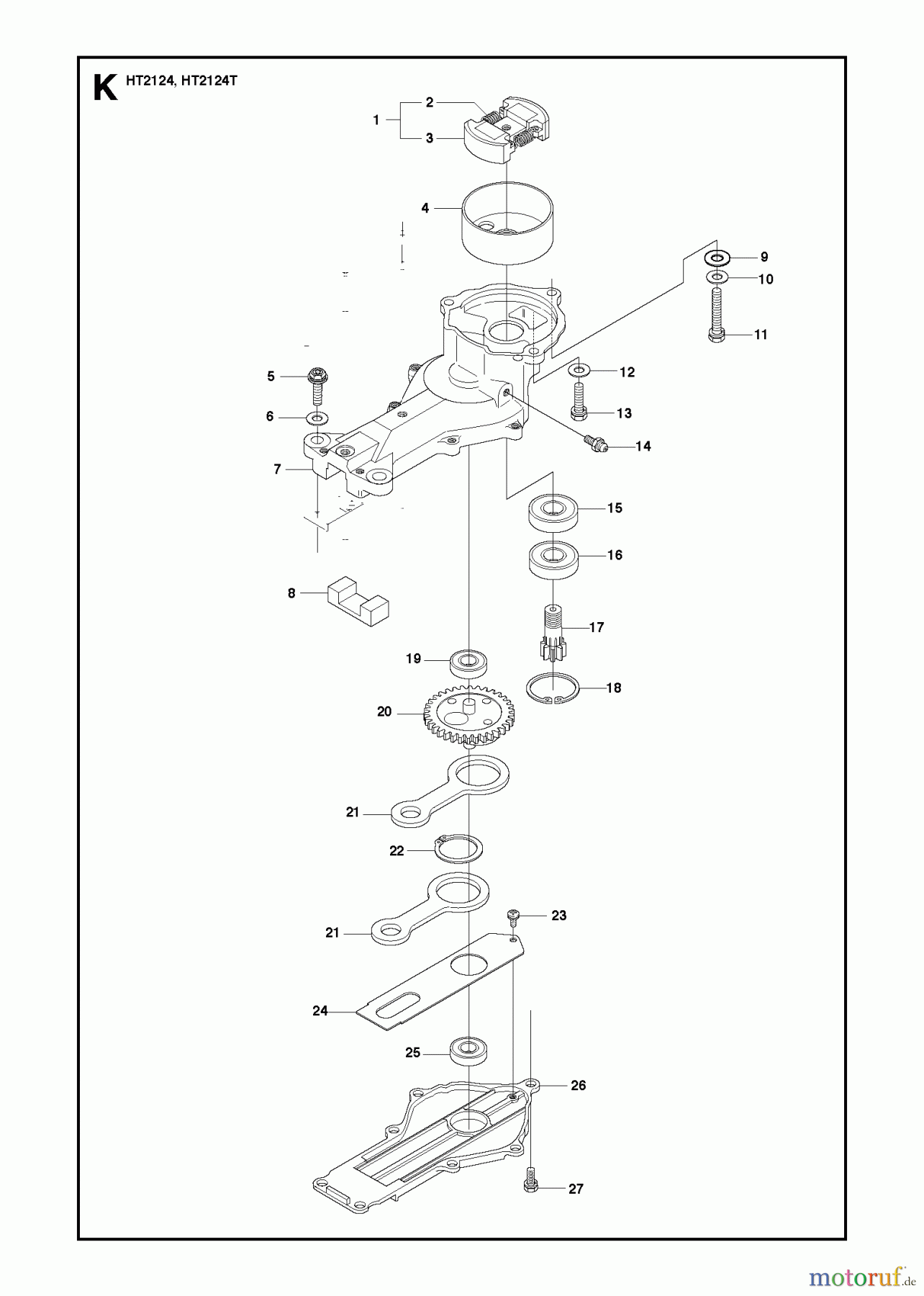 Jonsered Heckenscheren HT2124T - Jonsered Hedge Trimmer (2010-02) GEAR HOUSING