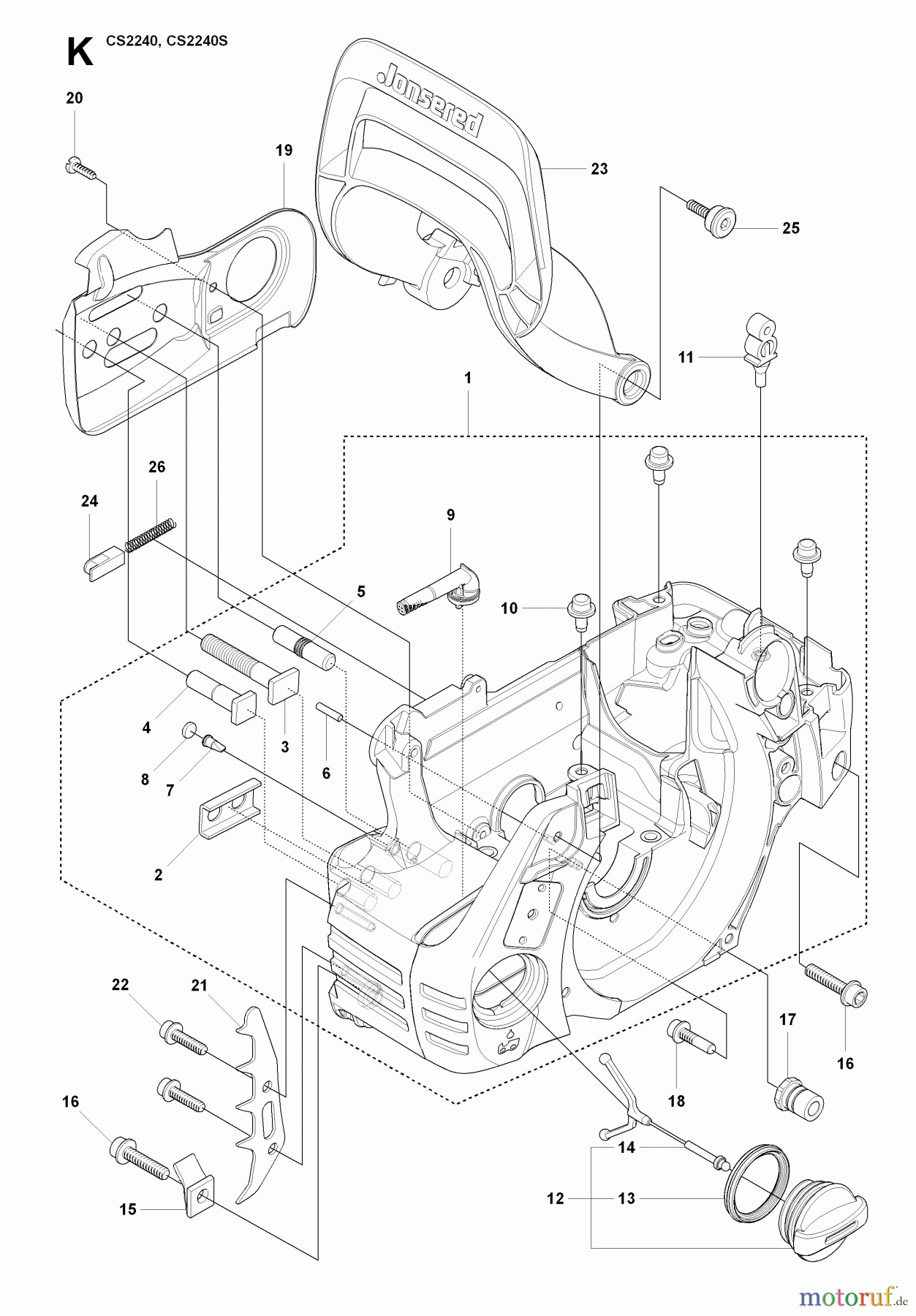 Jonsered Motorsägen CS2240 - Jonsered Chainsaw (2009-02) CRANKCASE