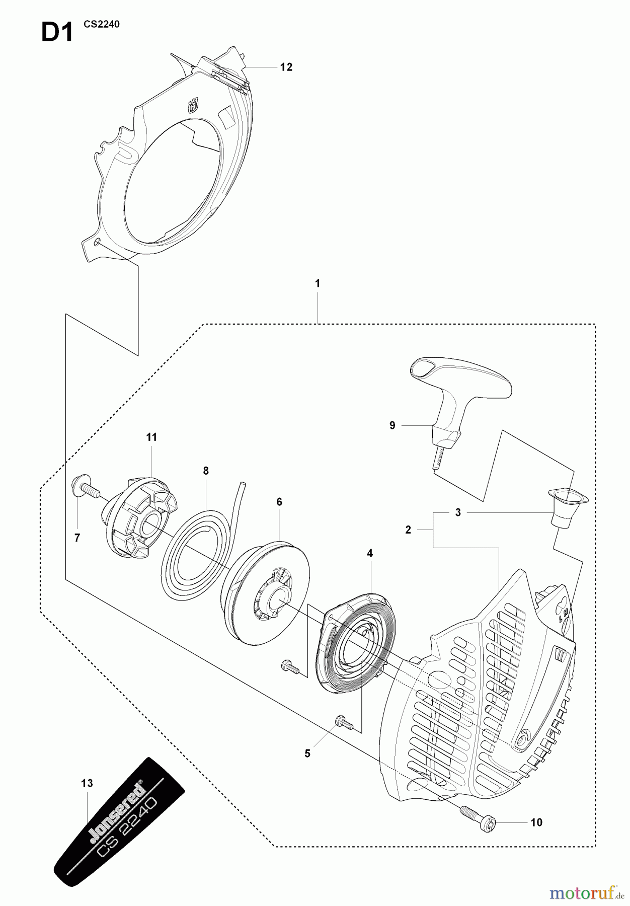 Jonsered Motorsägen CS2240 - Jonsered Chainsaw (2009-02) STARTER
