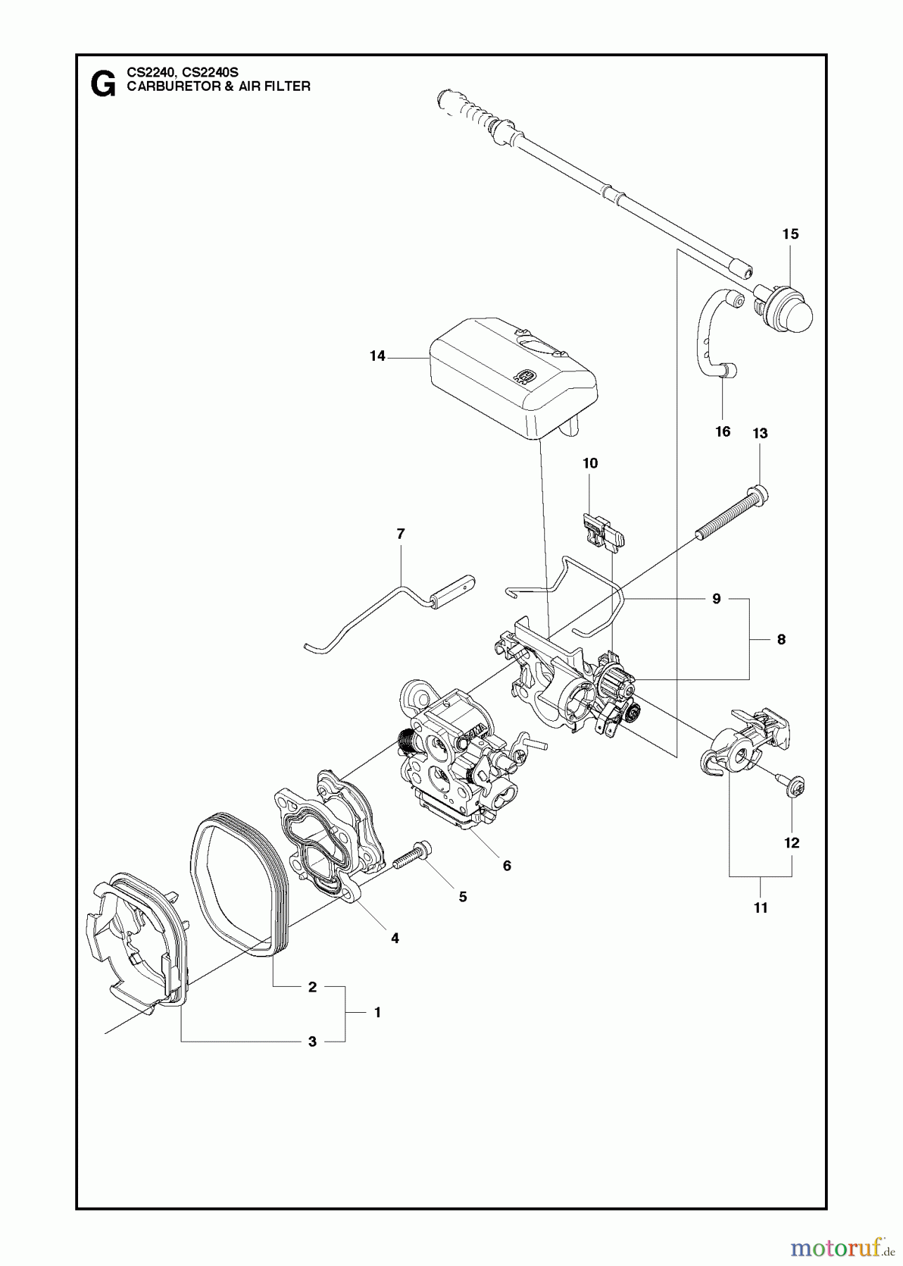 Jonsered Motorsägen CS2240 - Jonsered Chainsaw (2011-05) CARBURETOR AIR FILTER