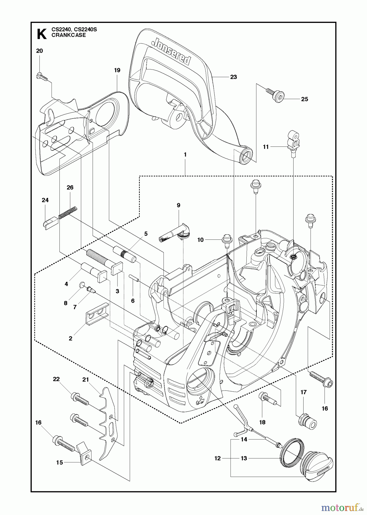 Jonsered Motorsägen CS2240 - Jonsered Chainsaw (2010-06) CRANKCASE