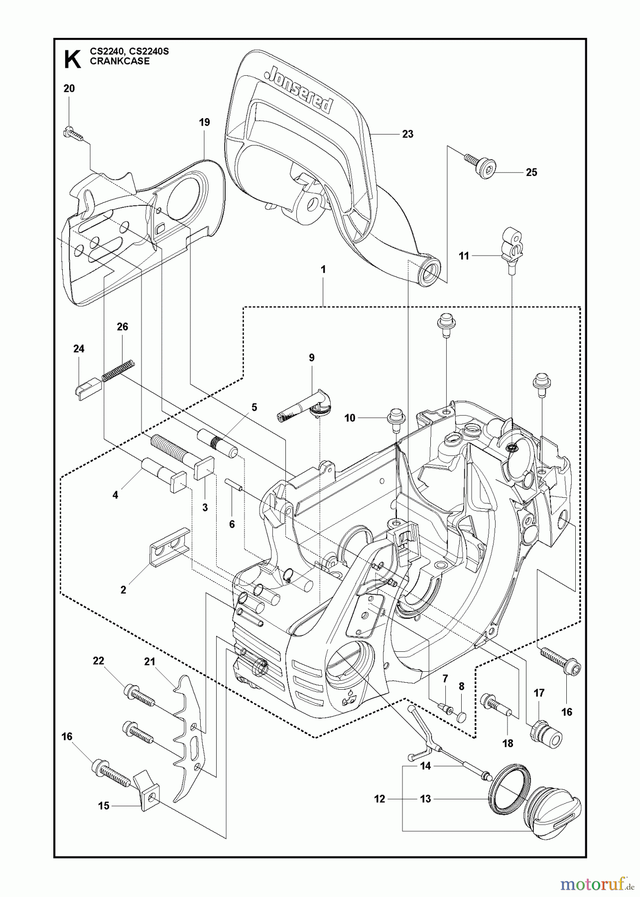 Jonsered Motorsägen CS2240 - Jonsered Chainsaw (2011-05) CRANKCASE