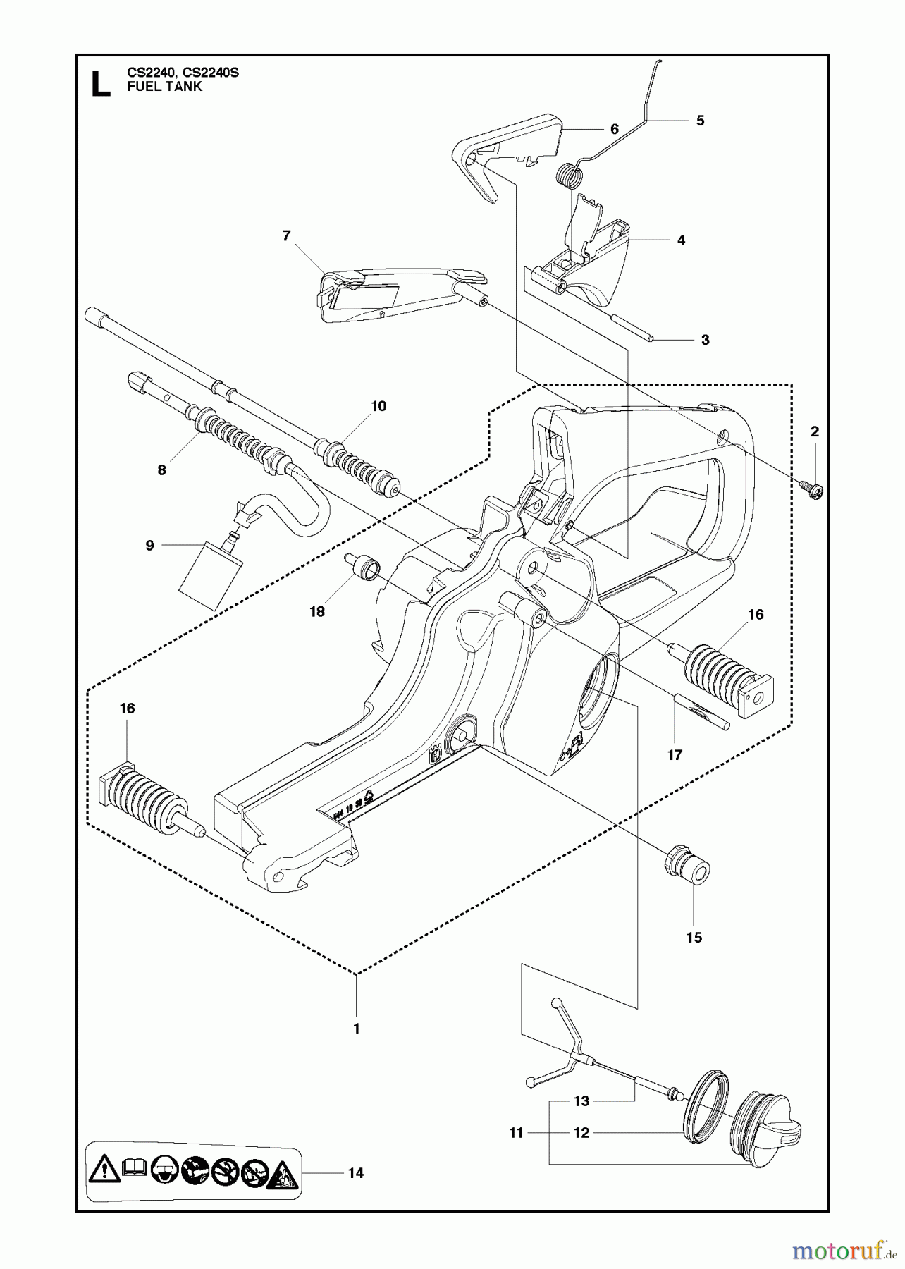 Jonsered Motorsägen CS2240 - Jonsered Chainsaw (2011-05) FUEL TANK