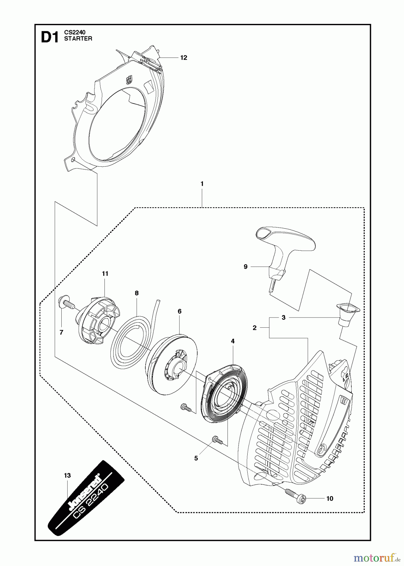  Jonsered Motorsägen CS2240 - Jonsered Chainsaw (2011-05) STARTER