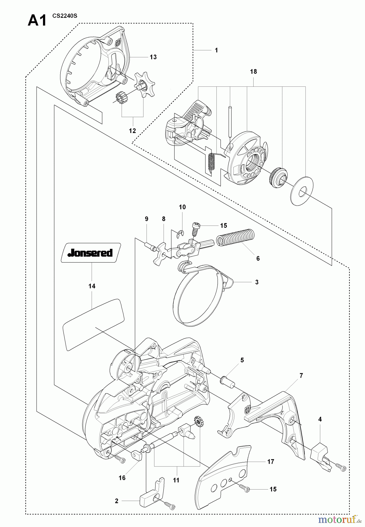 Jonsered Motorsägen CS2240 S - Jonsered Chainsaw (2009-02) CHAIN BRAKE CLUTCH COVER