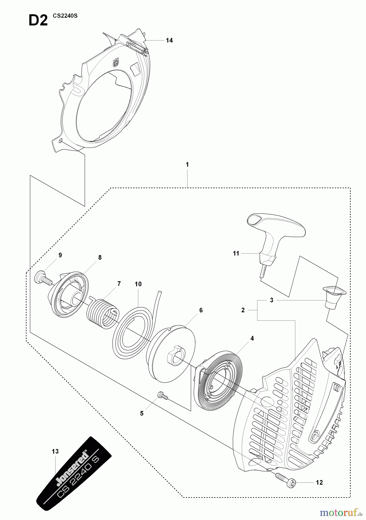 Jonsered Motorsägen CS2240 S - Jonsered Chainsaw (2009-02) STARTER