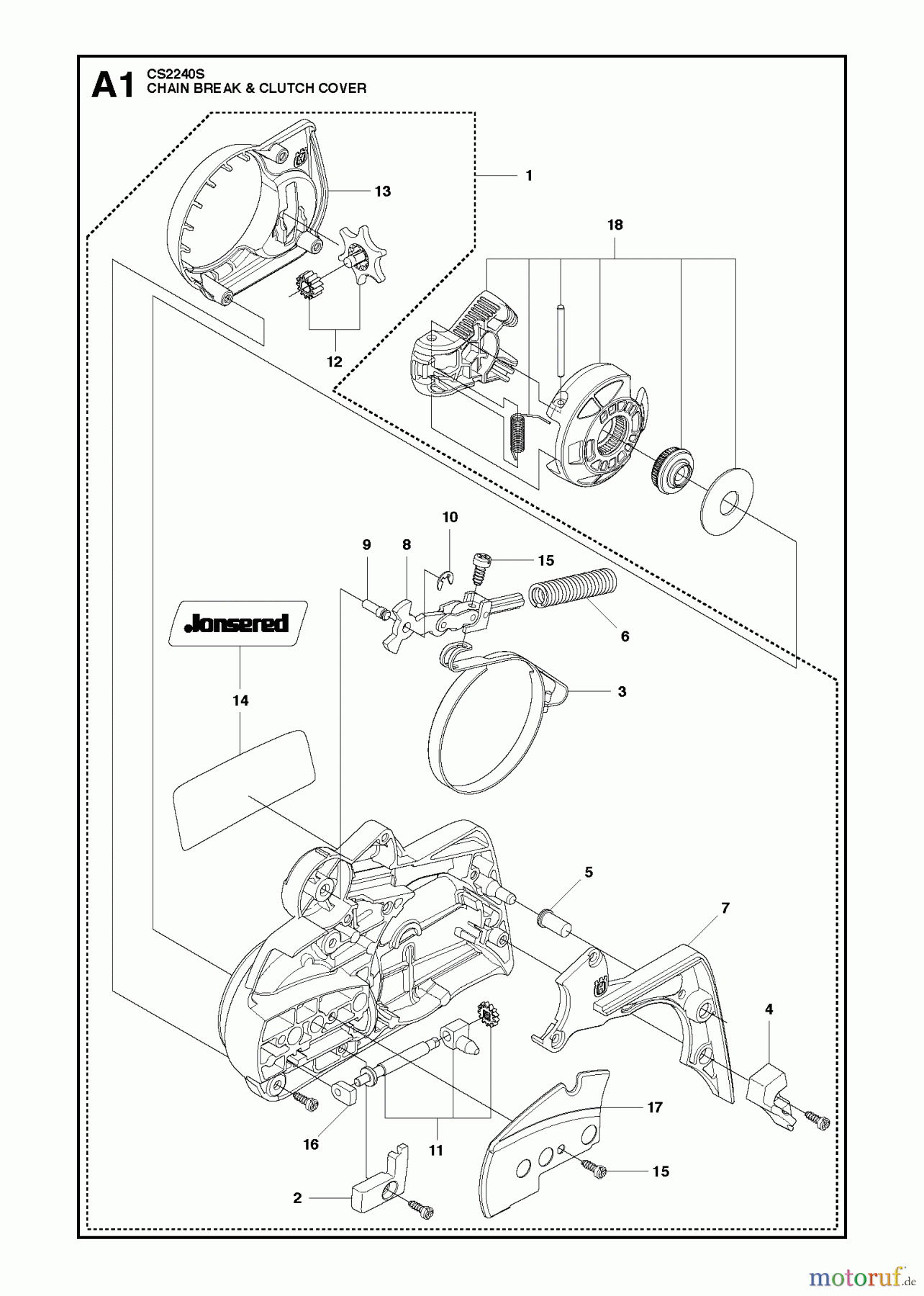 Jonsered Motorsägen CS2240 S - Jonsered Chainsaw (2011-05) CHAIN BRAKE CLUTCH COVER