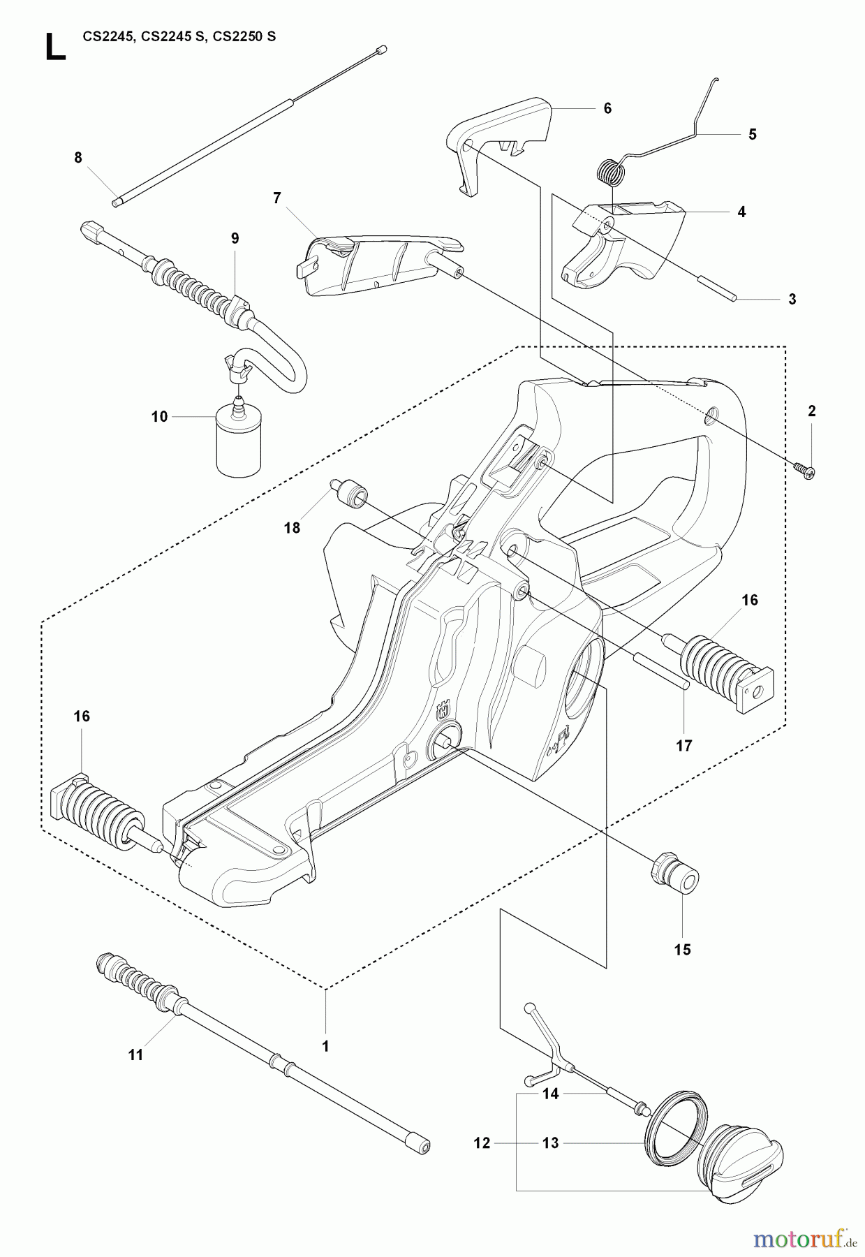 Jonsered Motorsägen CS2250 S - Jonsered Chainsaw (2008-09) FUEL TANK