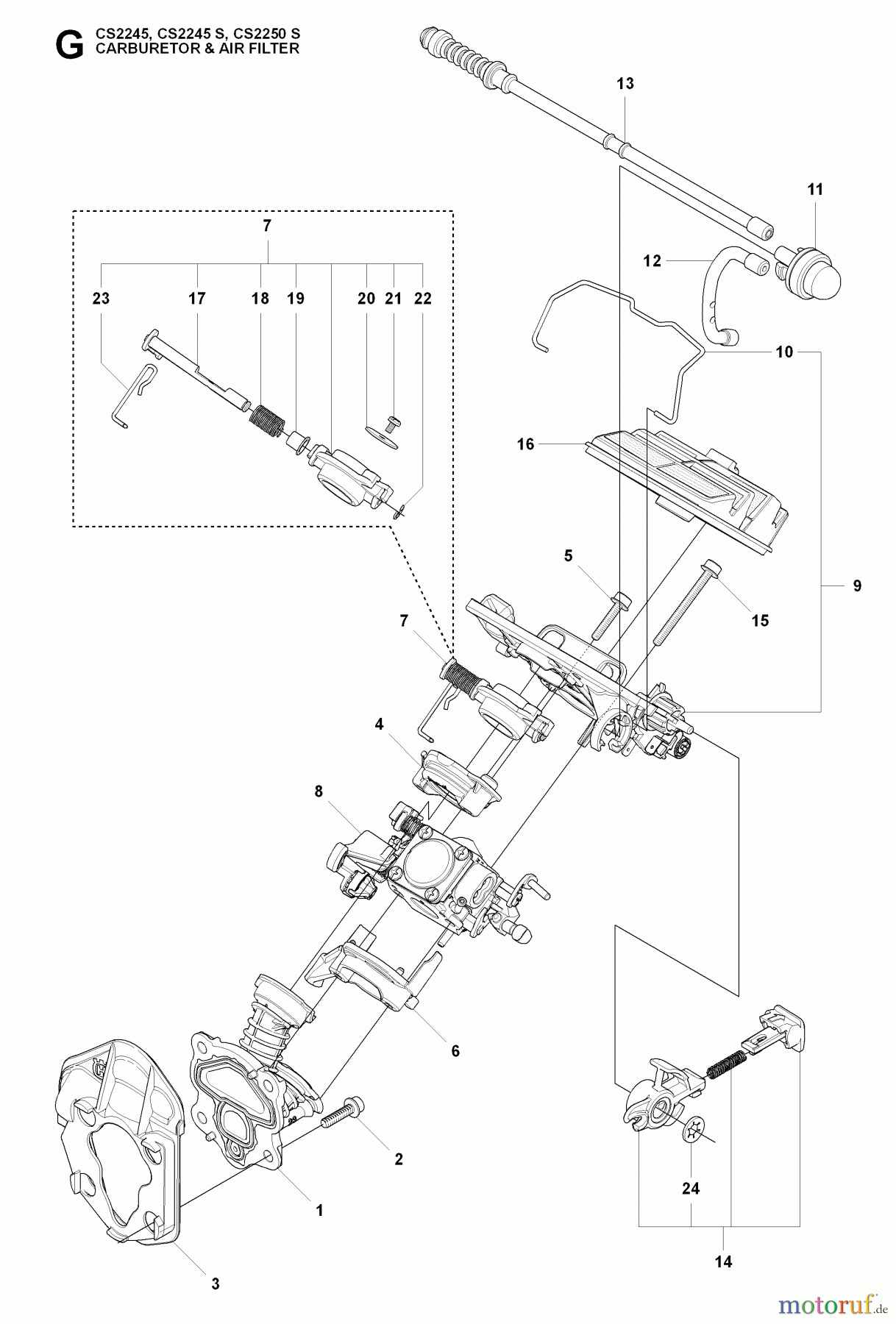  Jonsered Motorsägen CS2245 - Jonsered Chainsaw (2009-02) CARBURETOR AIR FILTER
