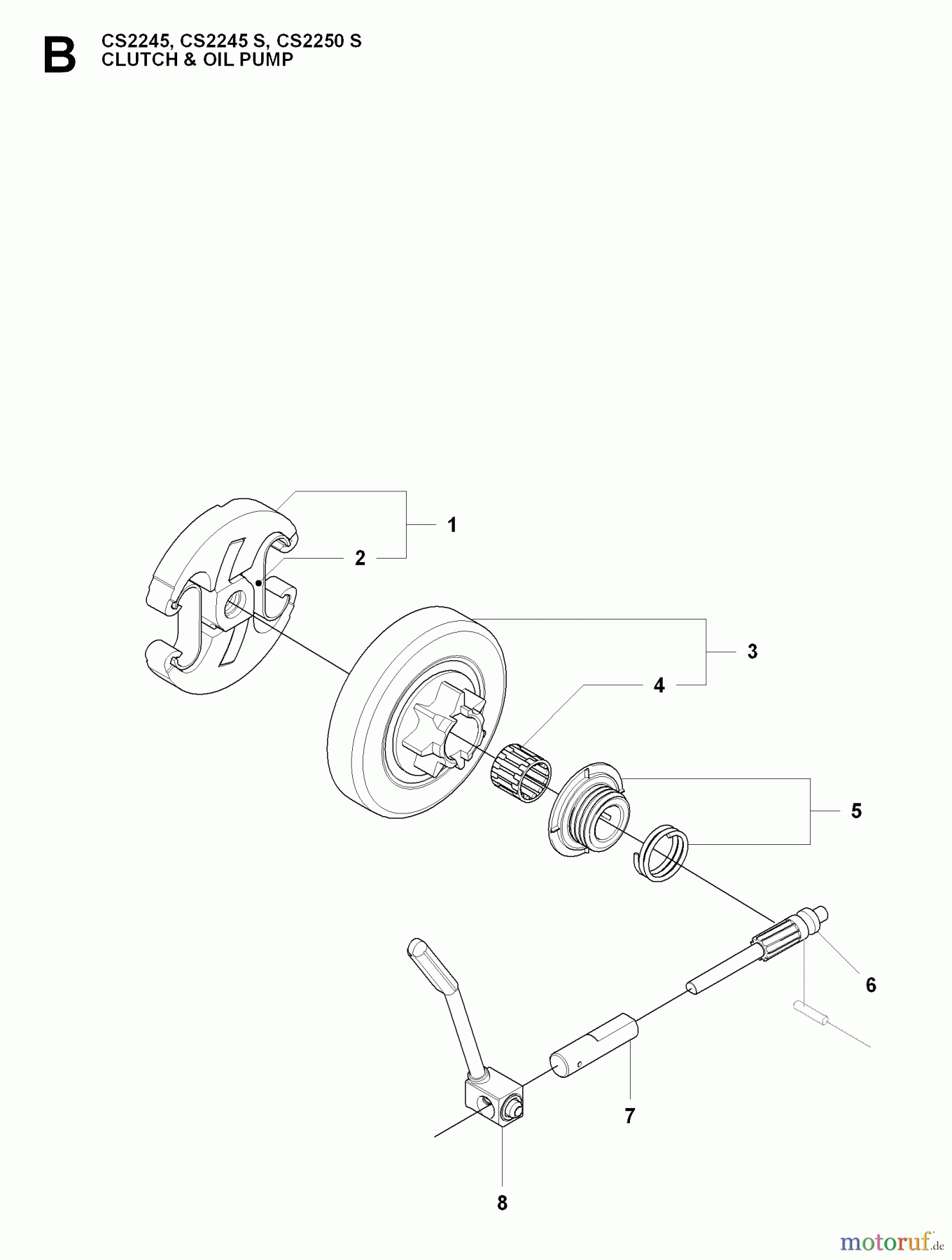 Jonsered Motorsägen CS2245 - Jonsered Chainsaw (2009-02) CLUTCH OIL PUMP