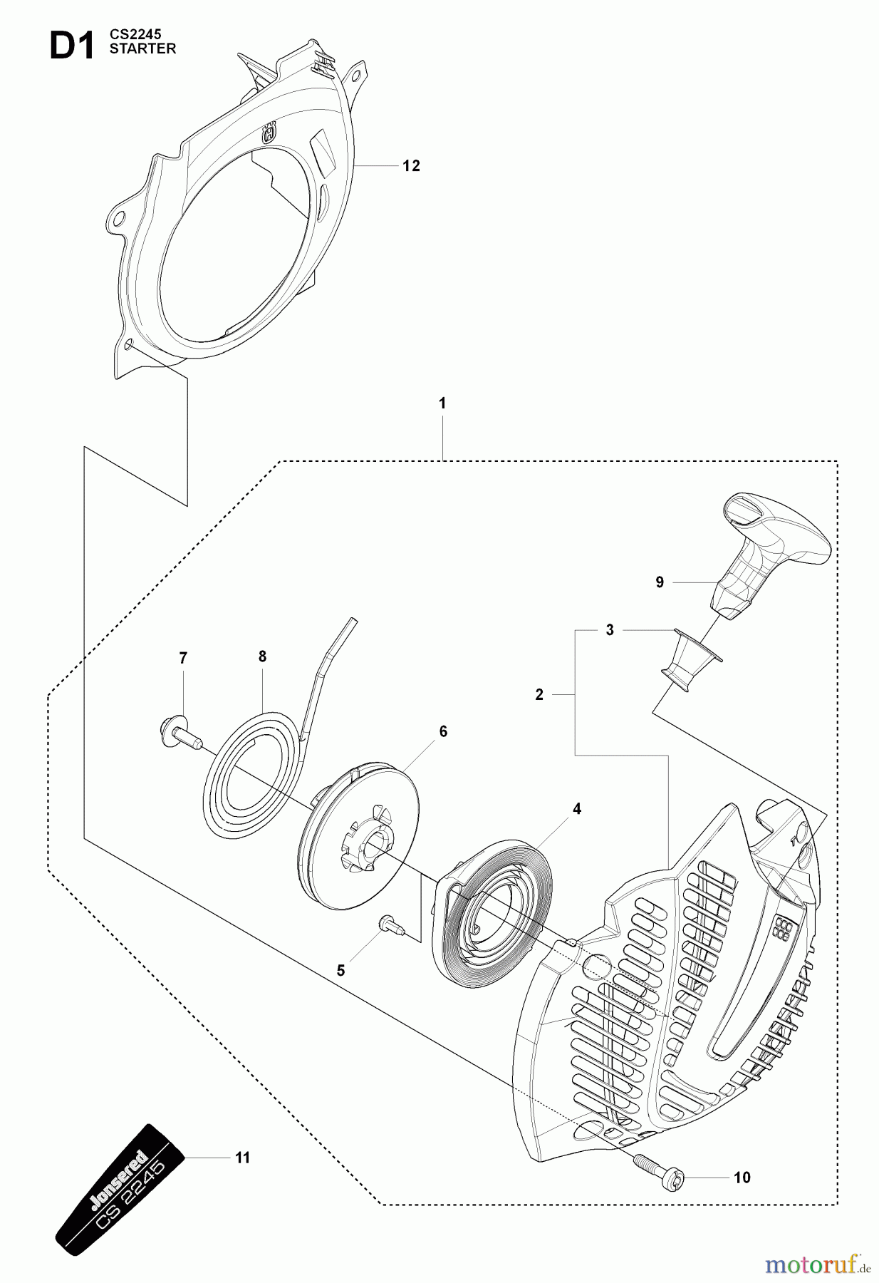 Jonsered Motorsägen CS2245 - Jonsered Chainsaw (2009-02) STARTER