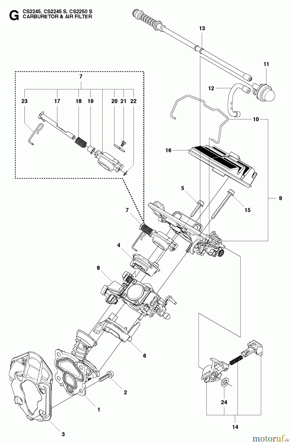 Jonsered Motorsägen CS2250 S - Jonsered Chainsaw (2010-07) CARBURETOR AIR FILTER