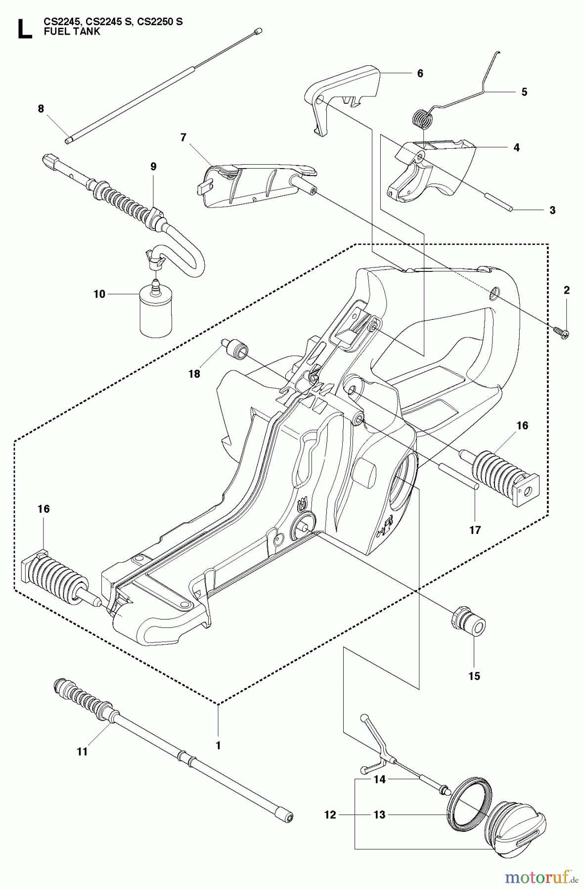 Jonsered Motorsägen CS2250 S - Jonsered Chainsaw (2010-07) FUEL TANK