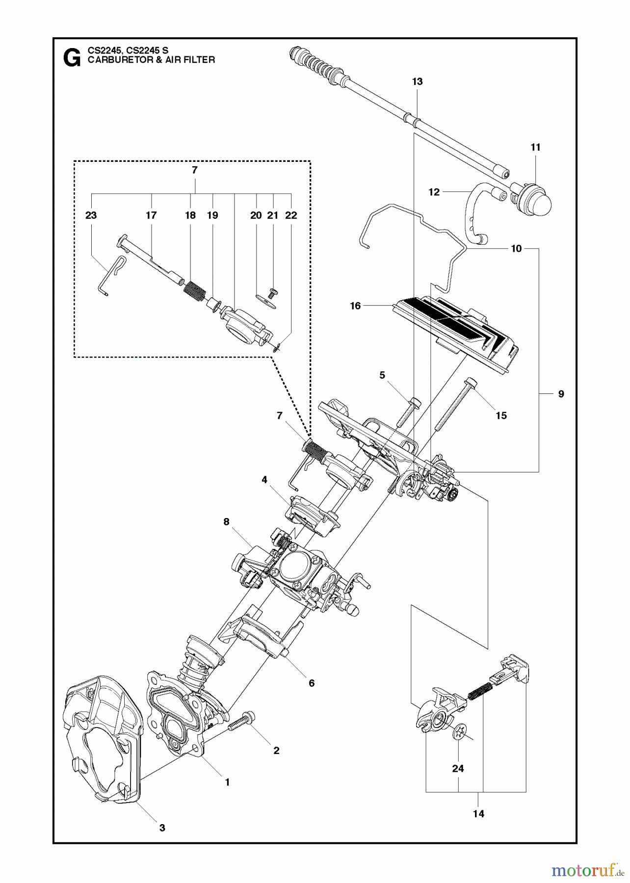 Jonsered Motorsägen CS2245 - Jonsered Chainsaw (2011-07) CARBURETOR AIR FILTER