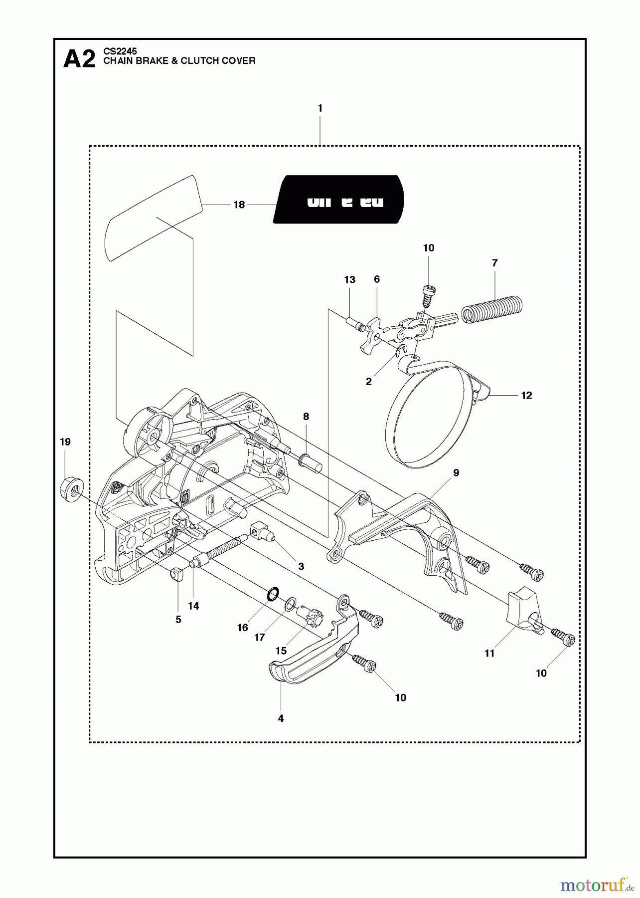 Jonsered Motorsägen CS2245 - Jonsered Chainsaw (2011-07) CHAIN BRAKE CLUTCH COVER
