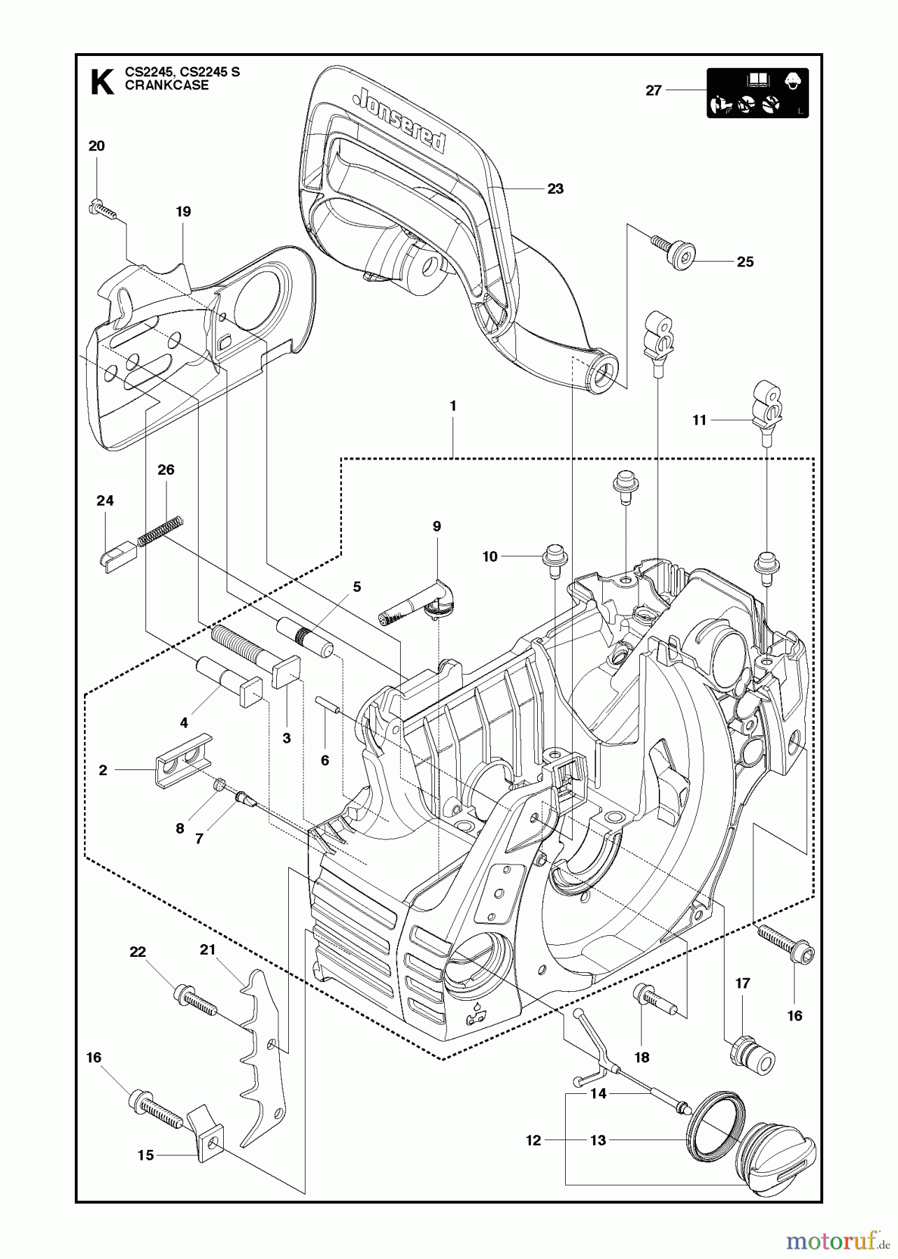 Jonsered Motorsägen CS2245 - Jonsered Chainsaw (2011-07) CRANKCASE