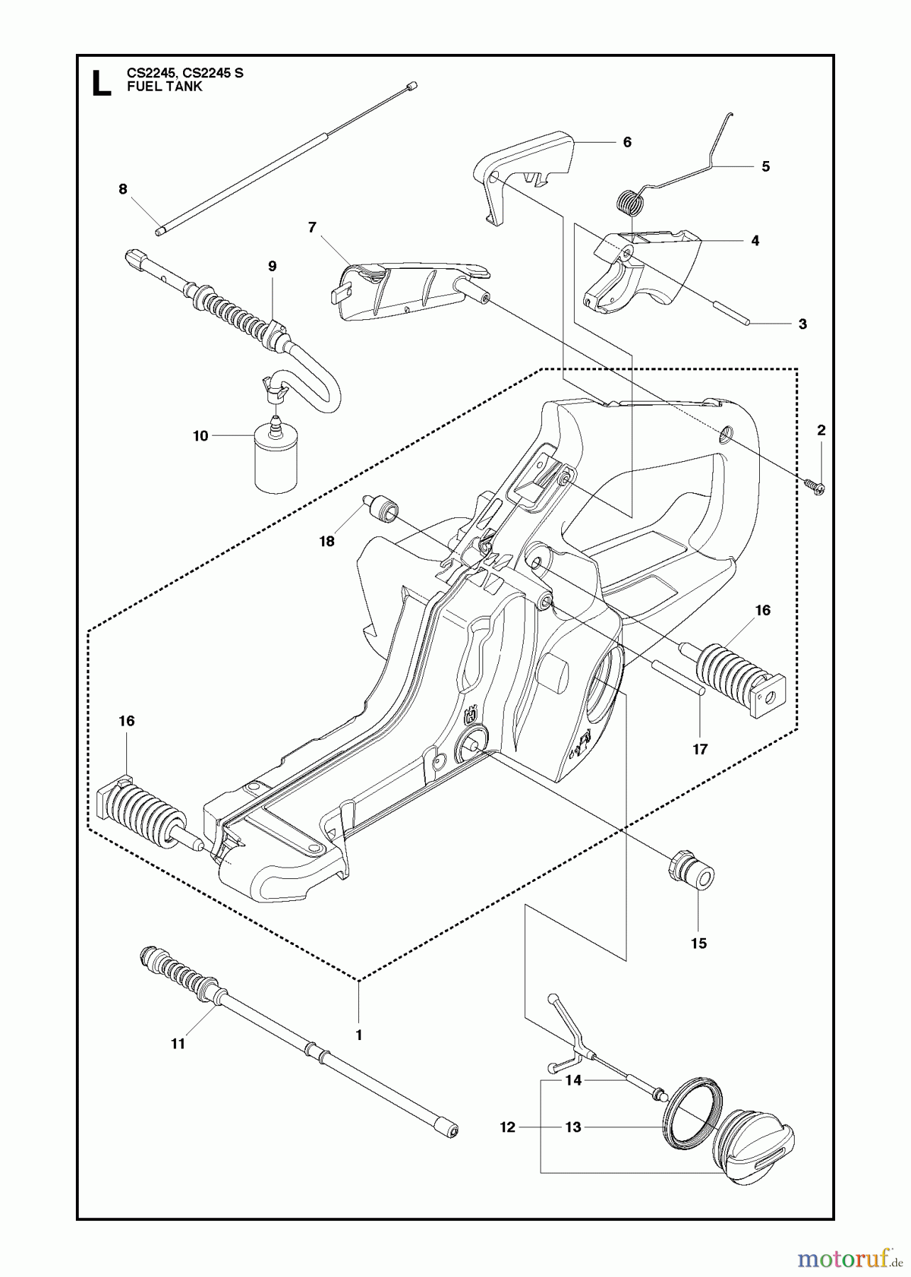 Jonsered Motorsägen CS2245 - Jonsered Chainsaw (2011-07) FUEL TANK