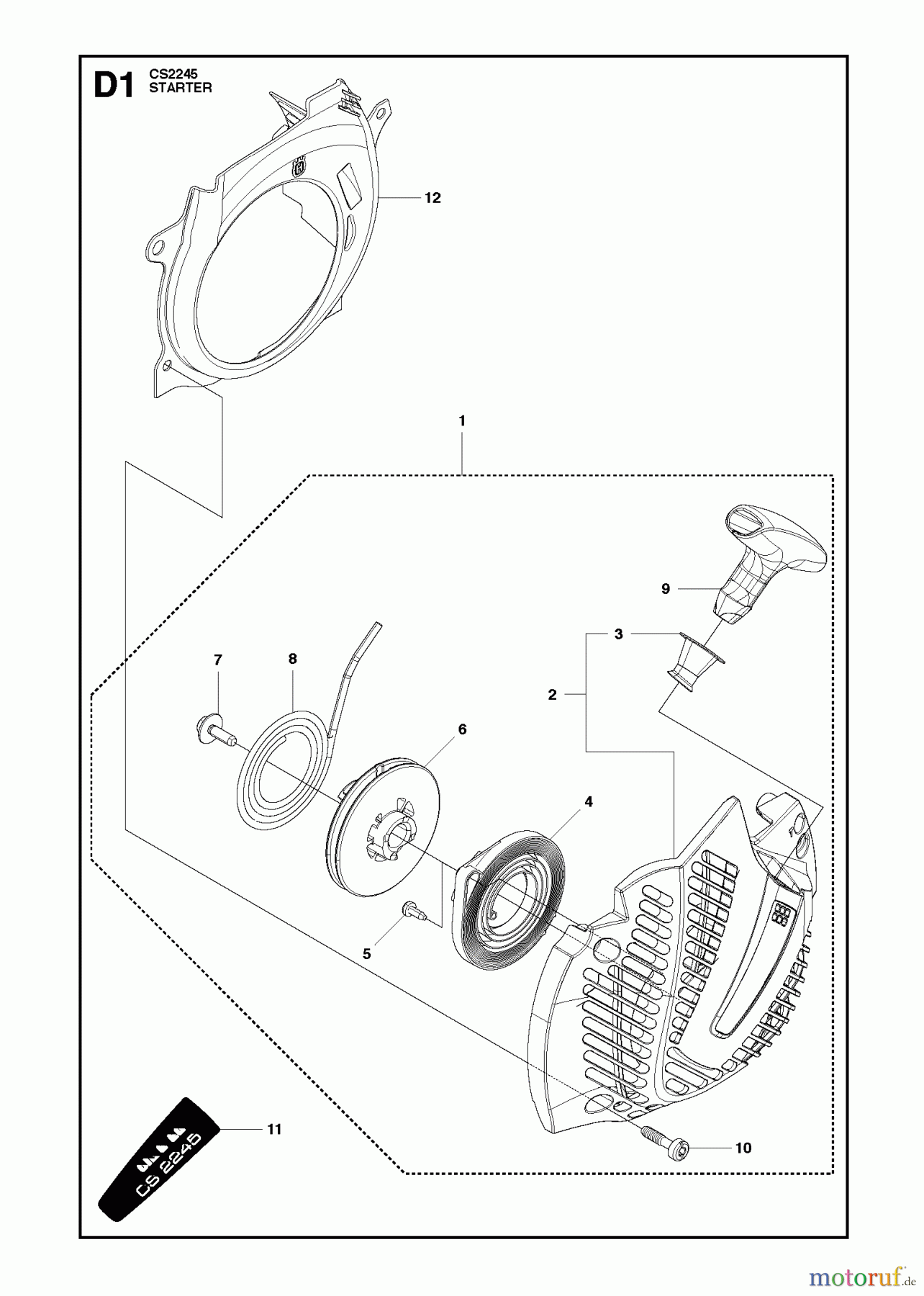 Jonsered Motorsägen CS2245 - Jonsered Chainsaw (2011-07) STARTER