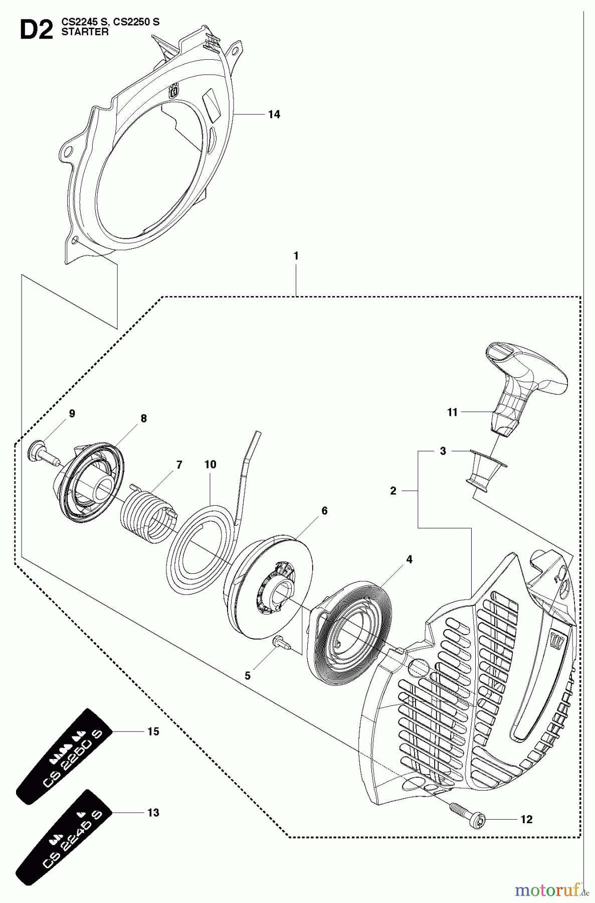 Jonsered Motorsägen CS2250 S - Jonsered Chainsaw (2010-07) STARTER