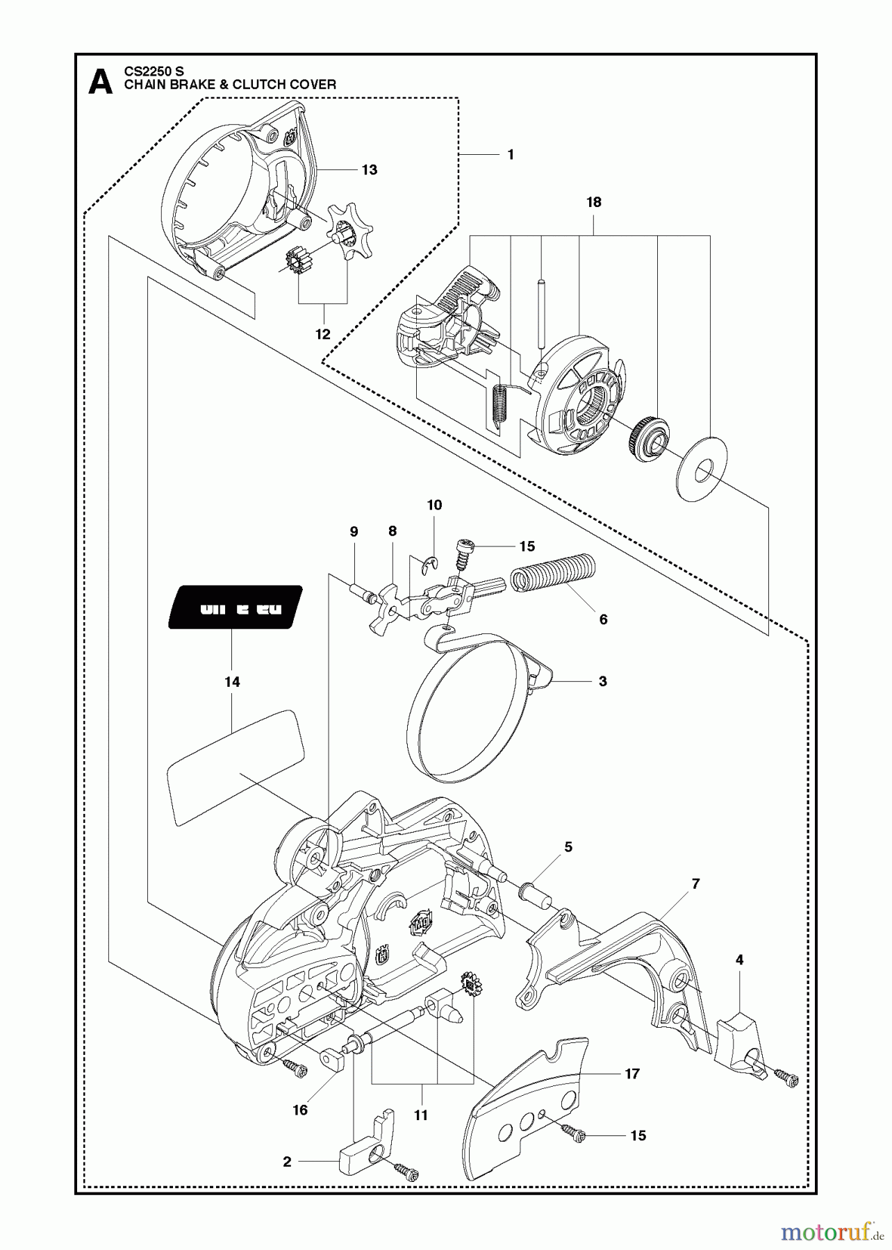  Jonsered Motorsägen CS2250 S - Jonsered Chainsaw (2011-07) CHAIN BRAKE CLUTCH COVER