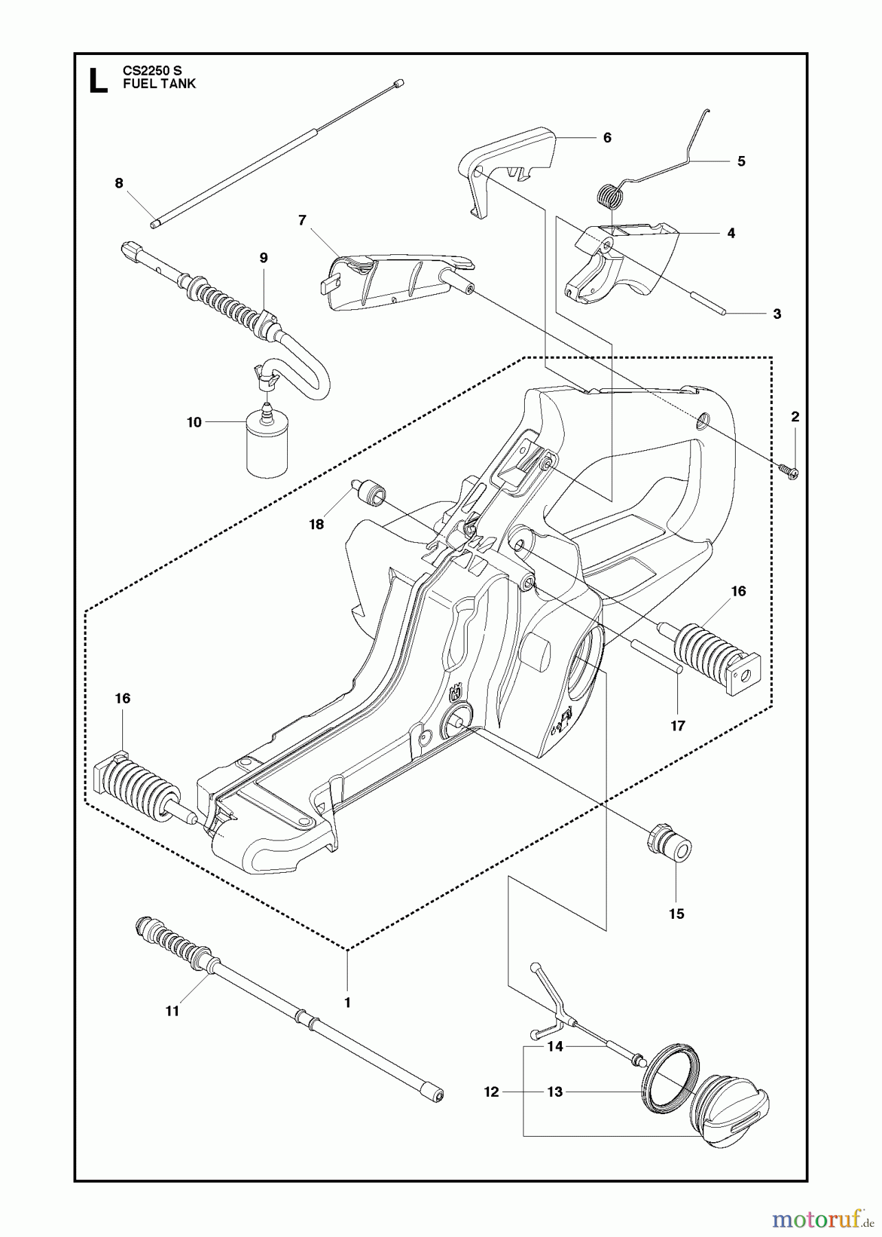 Jonsered Motorsägen CS2250 S - Jonsered Chainsaw (2011-07) FUEL TANK