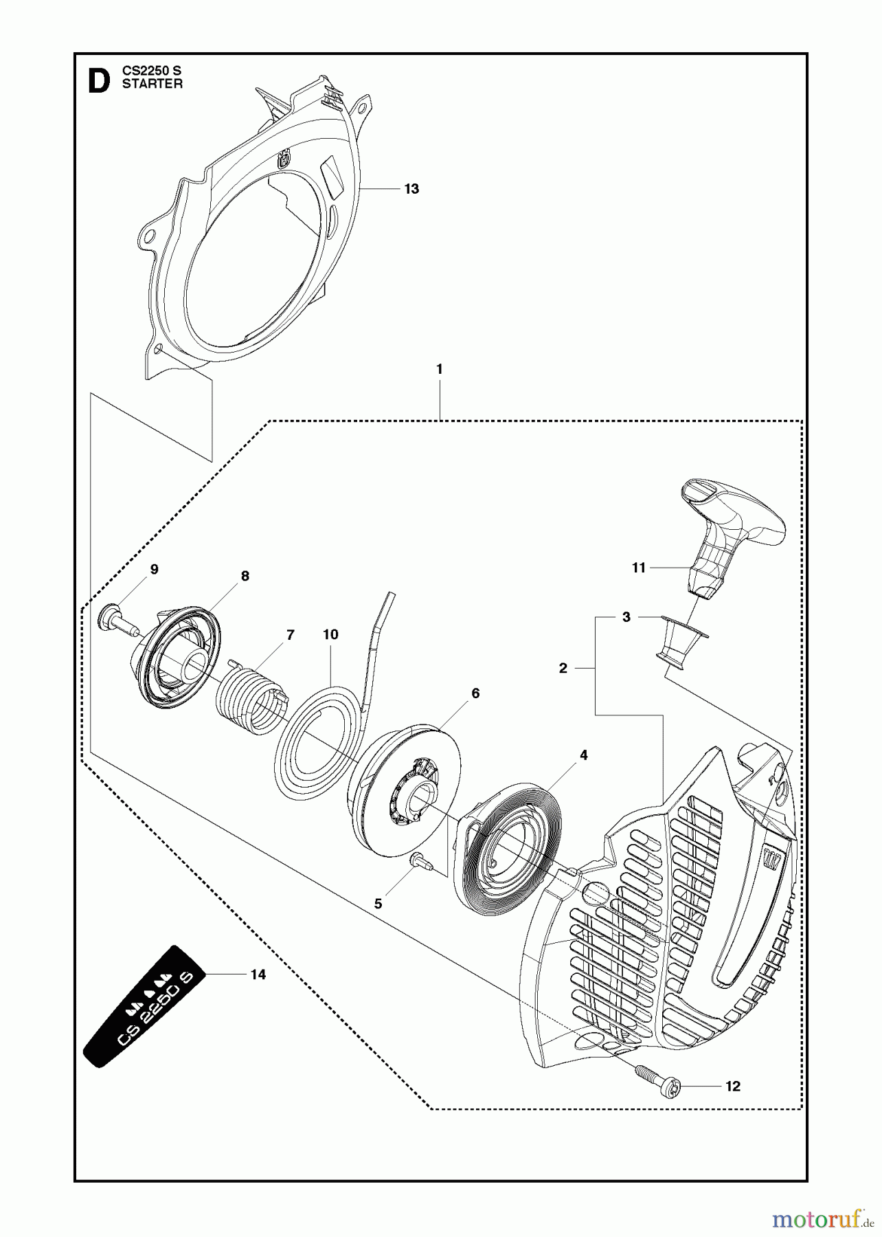 Jonsered Motorsägen CS2250 S - Jonsered Chainsaw (2011-07) STARTER