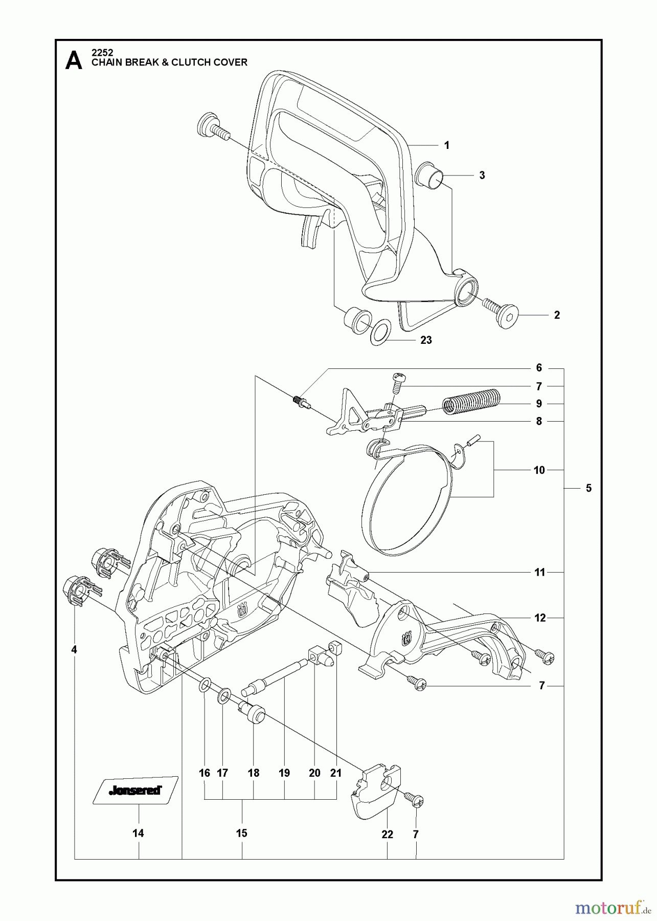 Jonsered Motorsägen CS2252 - Jonsered Chainsaw (2012-07) CHAIN BRAKE CLUTCH COVER