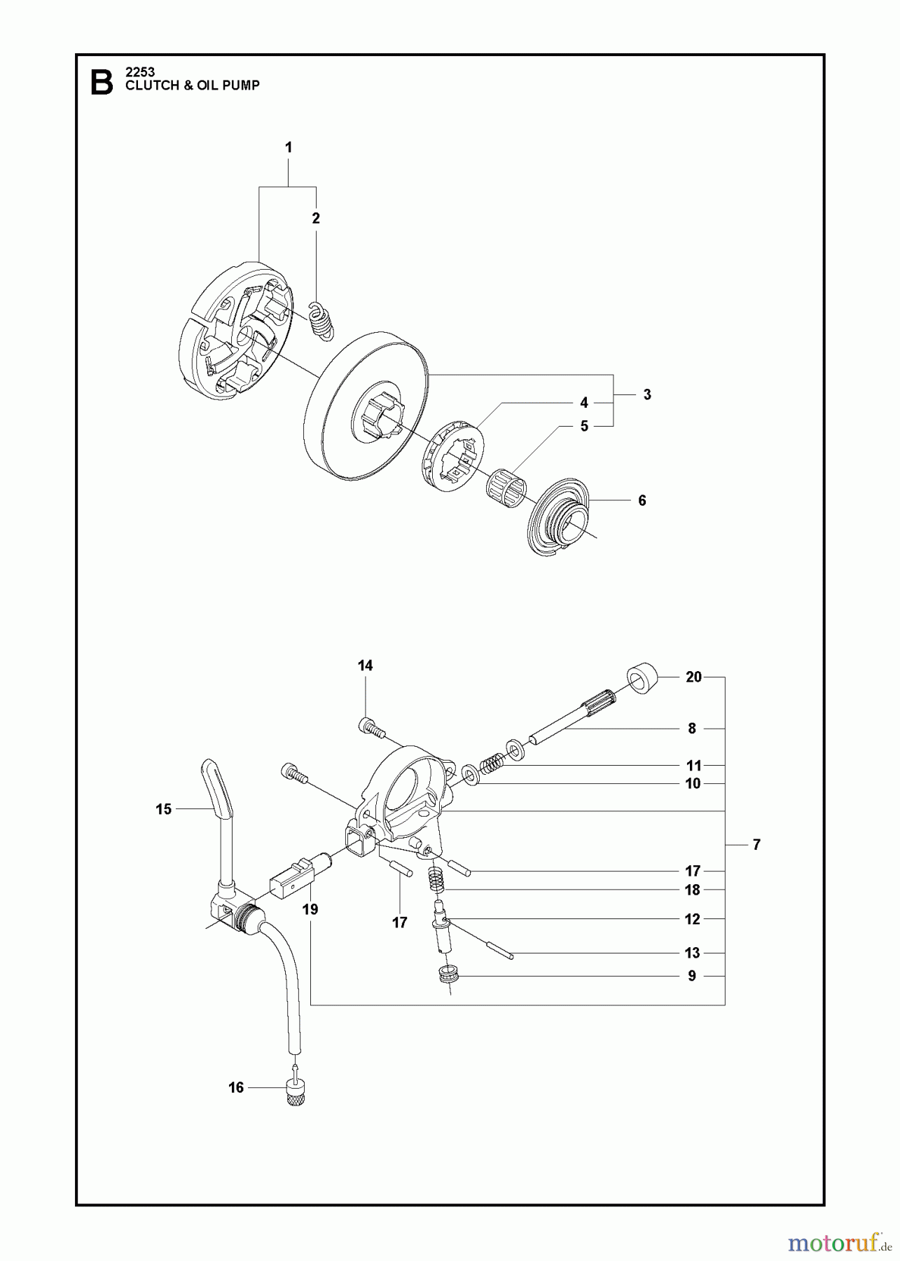  Jonsered Motorsägen CS2253 - Jonsered Chainsaw (2012-07) CLUTCH OIL PUMP