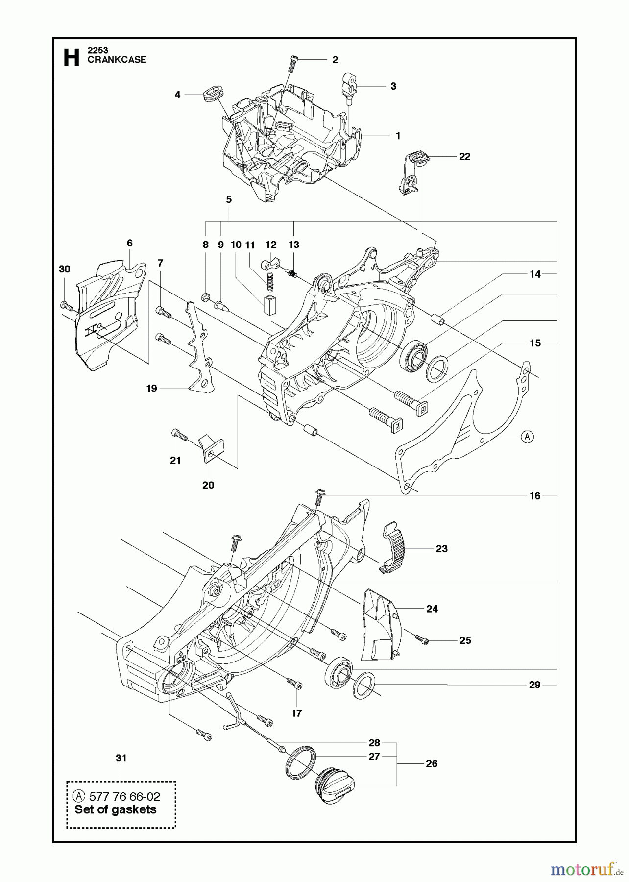  Jonsered Motorsägen CS2253 - Jonsered Chainsaw (2012-07) CRANKCASE