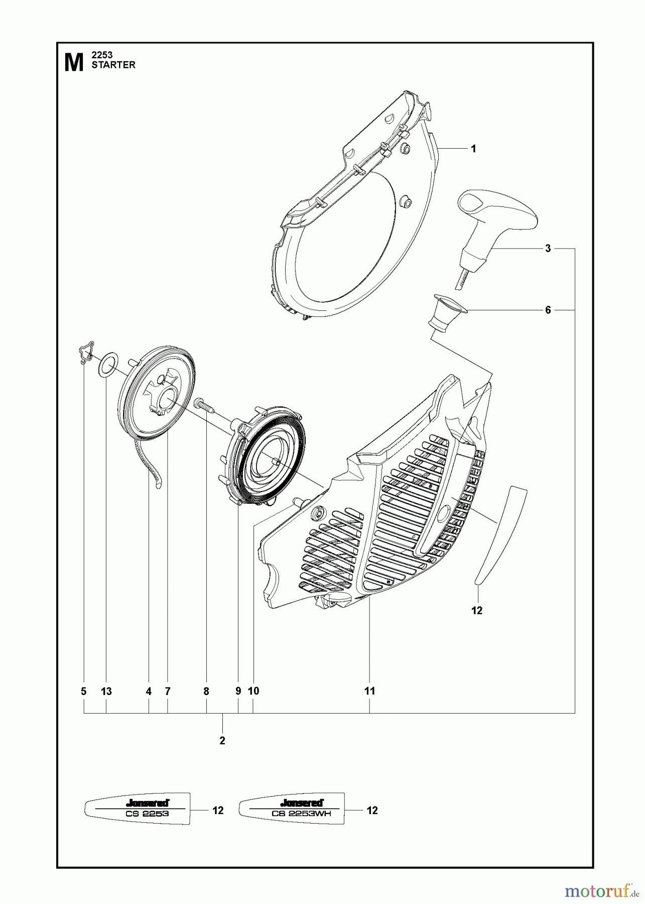 Jonsered Motorsägen CS2253 - Jonsered Chainsaw (2012-07) STARTER
