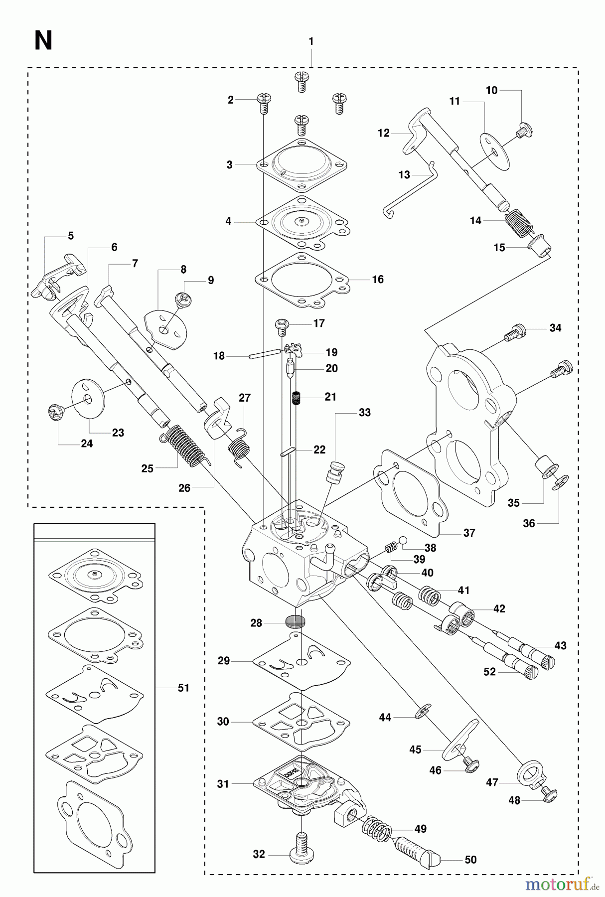 Jonsered Motorsägen CS2255 - Jonsered Chainsaw (2008-03) CARBURETOR DETAILS