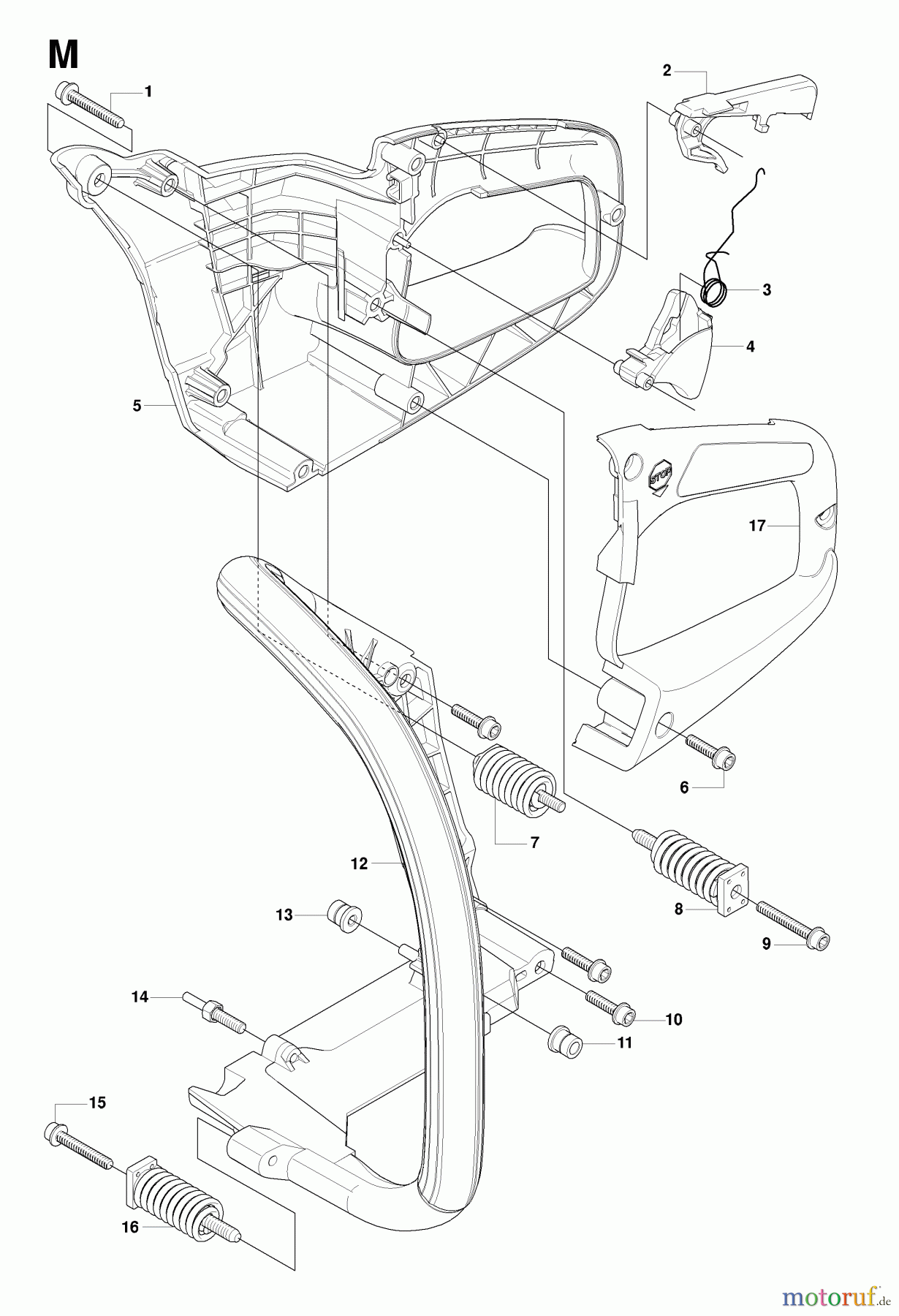 Jonsered Motorsägen CS2255 - Jonsered Chainsaw (2008-03) HANDLE CONTROLS