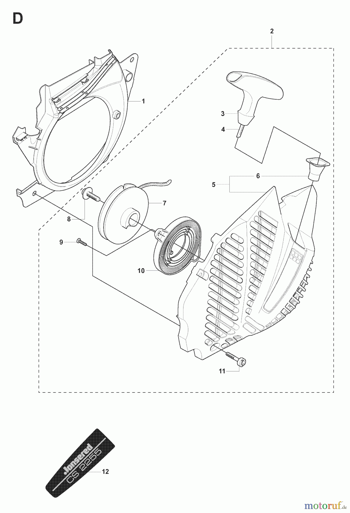 Jonsered Motorsägen CS2255 - Jonsered Chainsaw (2008-03) STARTER