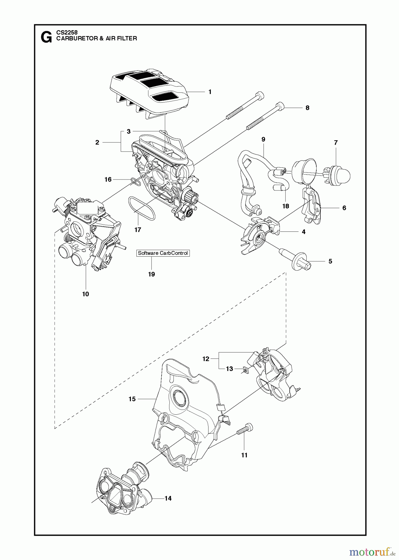 Jonsered Motorsägen CS2258 - Jonsered Chainsaw (2012-05) CARBURETOR AIR FILTER