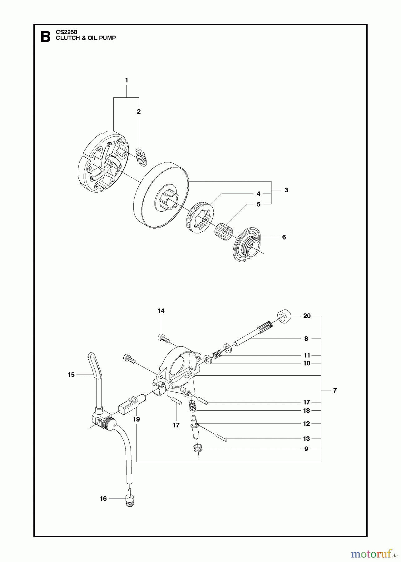 Jonsered Motorsägen CS2258 - Jonsered Chainsaw (2012-05) CLUTCH OIL PUMP
