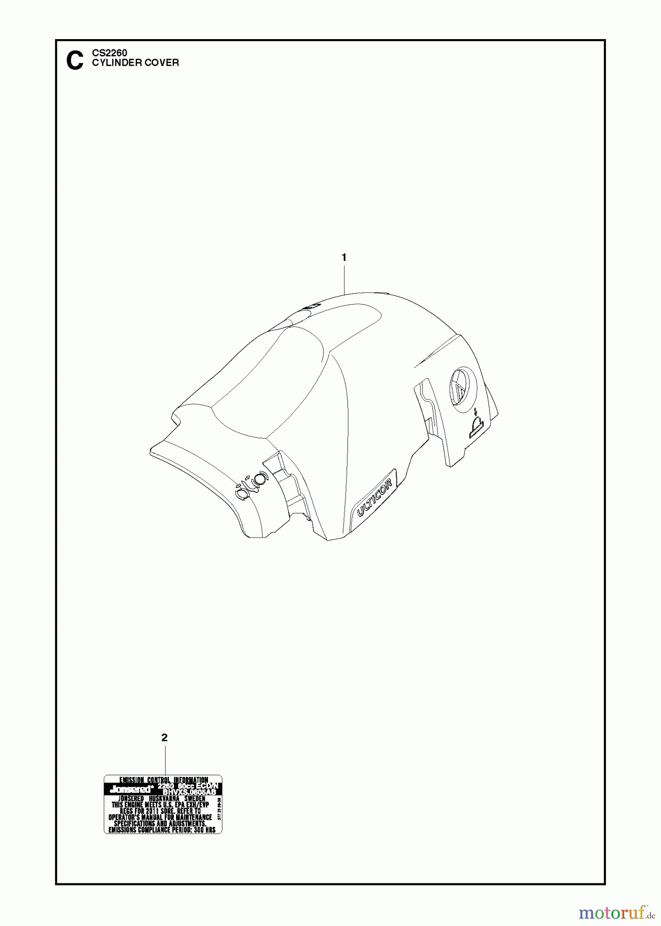 Jonsered Motorsägen CS2260 - Jonsered Chainsaw (2012-05) CYLINDER COVER
