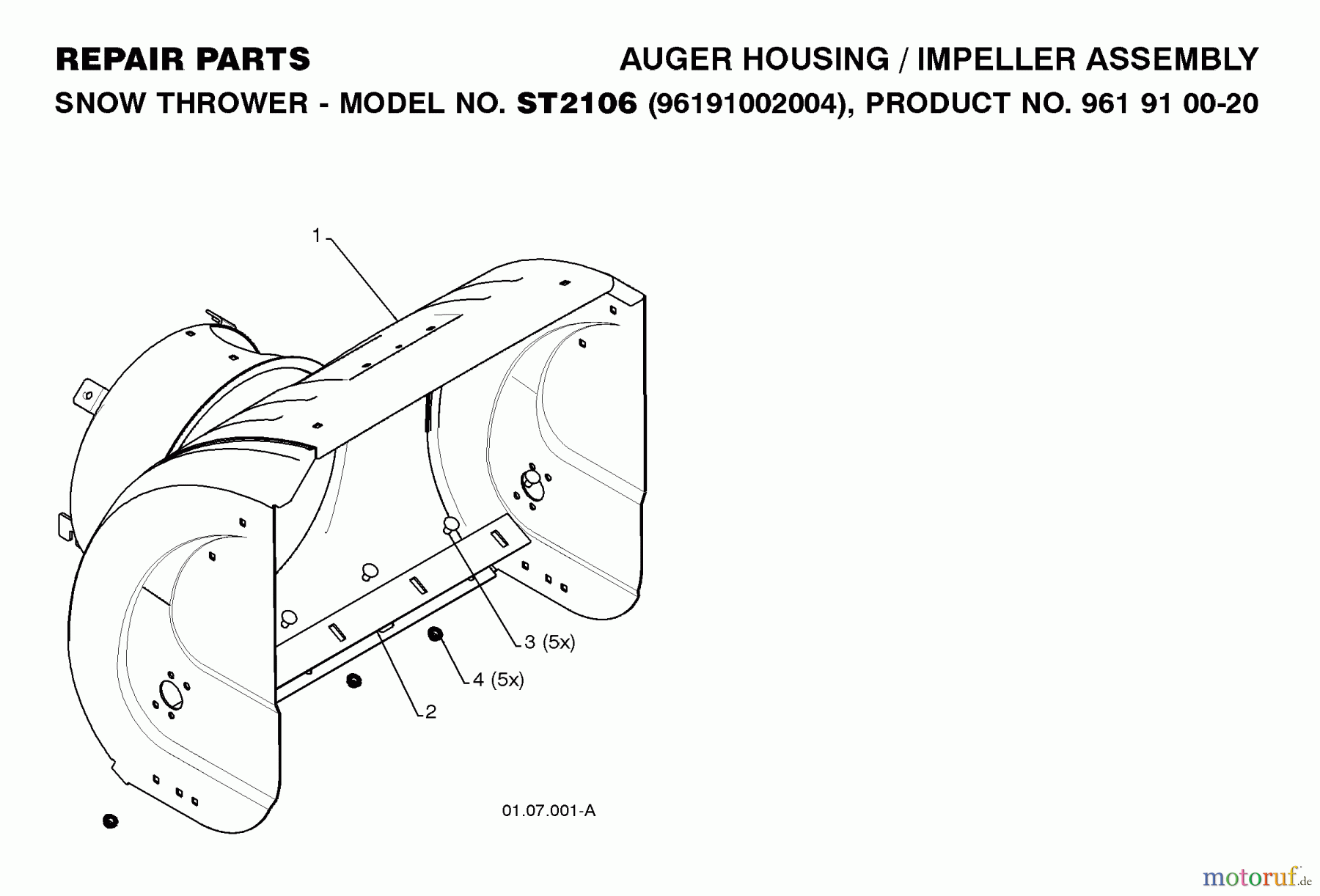 Jonsered Schneefräsen ST 2106 (96191002004) - Jonsered Snow Thrower (2008-08) AUGER HOUSING IMPELLER #2