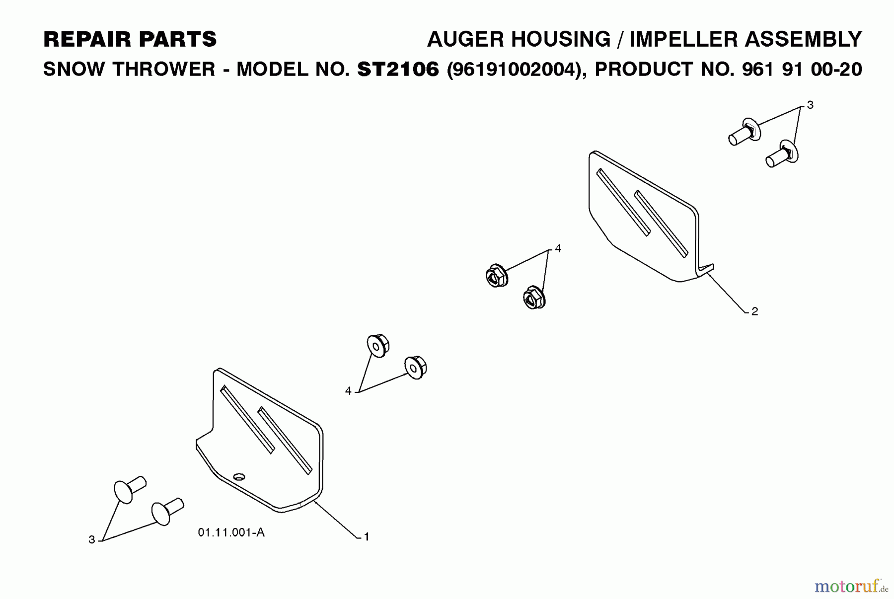 Jonsered Schneefräsen ST 2106 (96191002004) - Jonsered Snow Thrower (2008-08) AUGER HOUSING IMPELLER #5