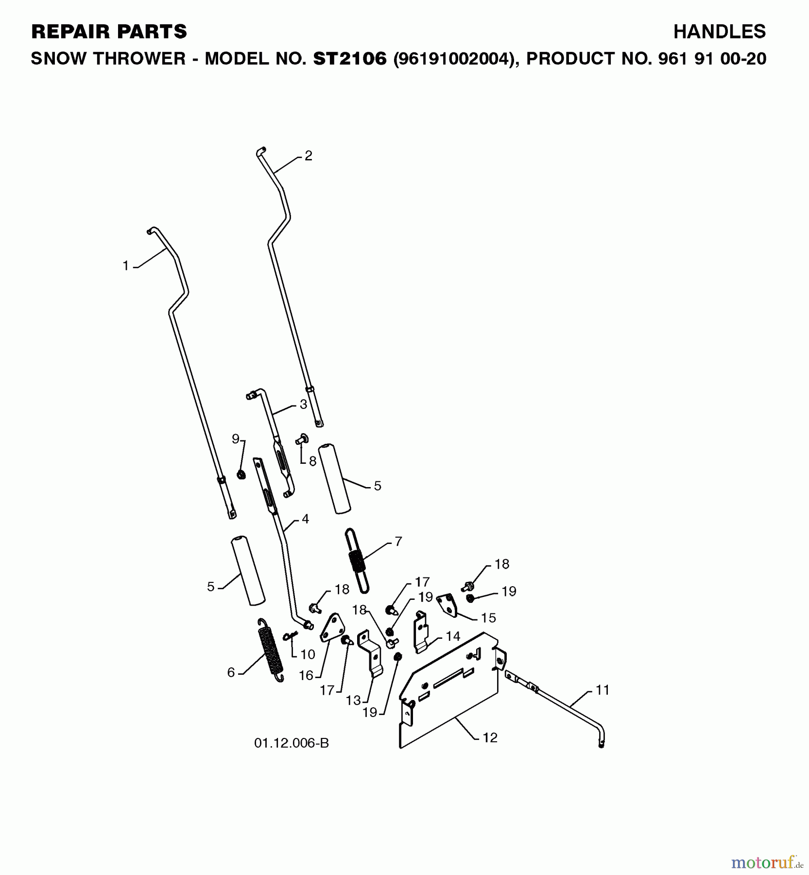  Jonsered Schneefräsen ST 2106 (96191002004) - Jonsered Snow Thrower (2008-08) HANDLE #2