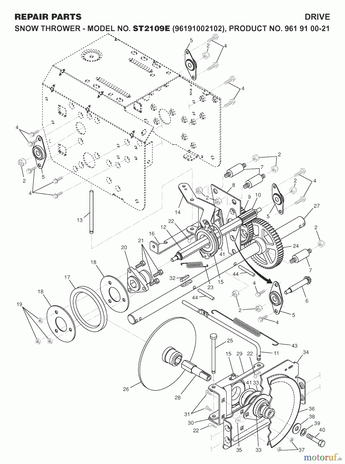 Jonsered Schneefräsen ST 2109 E (96191002102) - Jonsered Snow Thrower (2007-10) DRIVE