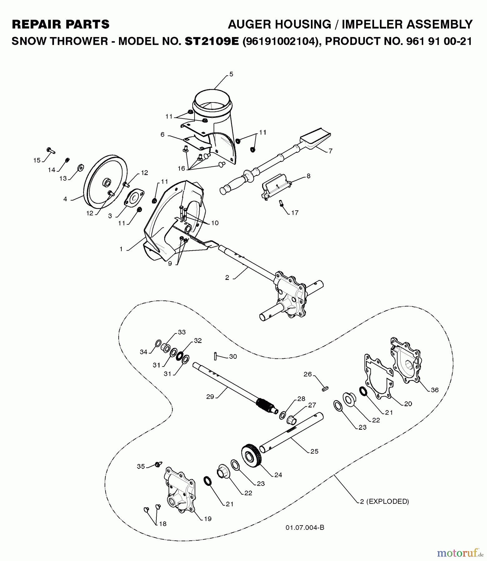  Jonsered Schneefräsen ST 2109 E (96191002105) - Jonsered Snow Thrower (2008-08) AUGER HOUSING IMPELLER #4