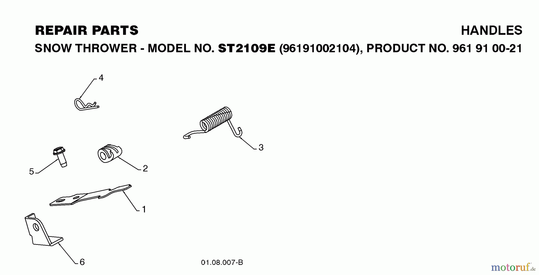 Jonsered Schneefräsen ST 2109 E (96191002105) - Jonsered Snow Thrower (2008-08) HANDLE CONTROLS #1