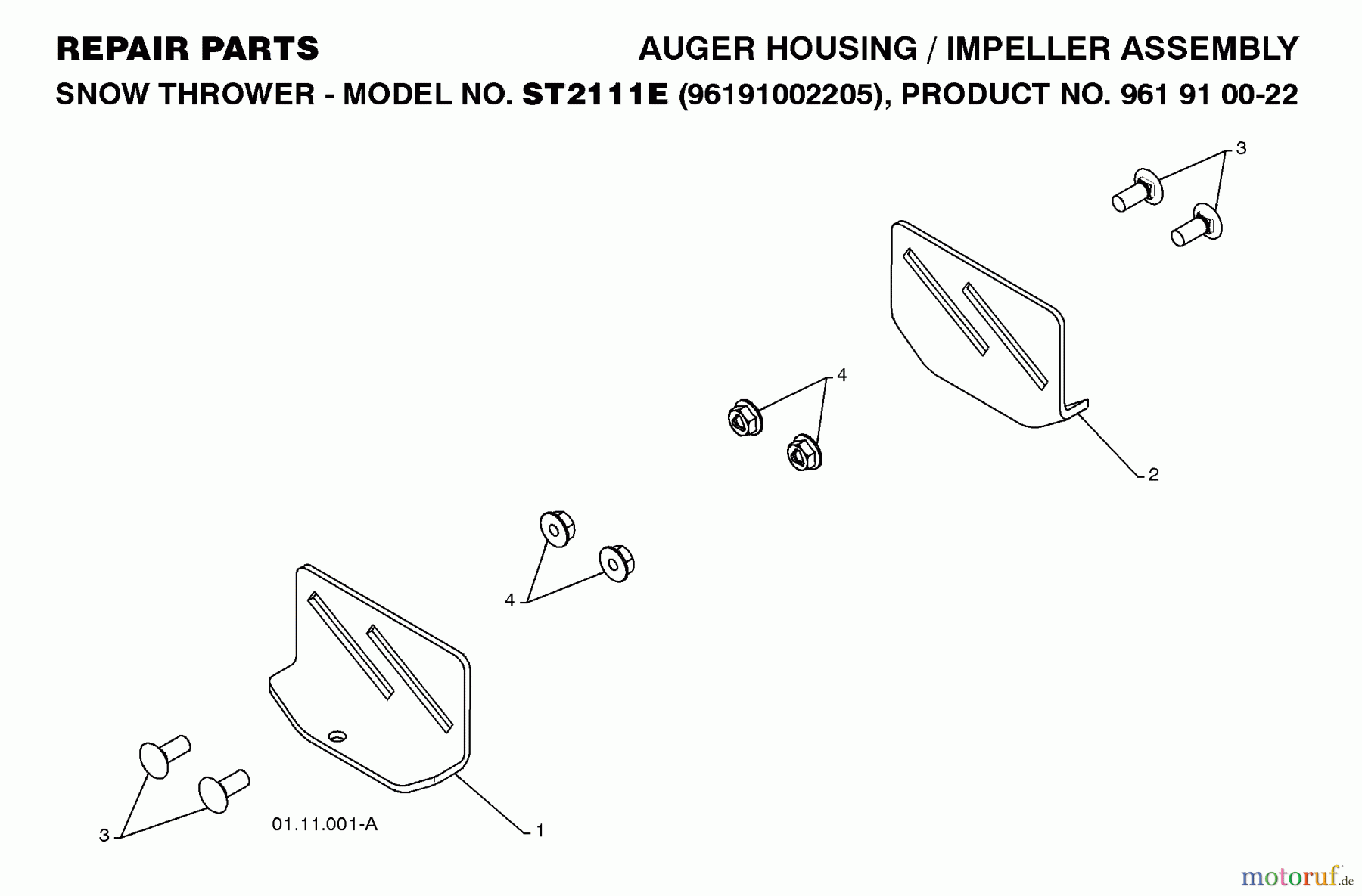  Jonsered Schneefräsen ST 2111 E (96191002205) - Jonsered Snow Thrower (2008-08) AUGER HOUSING IMPELLER #3