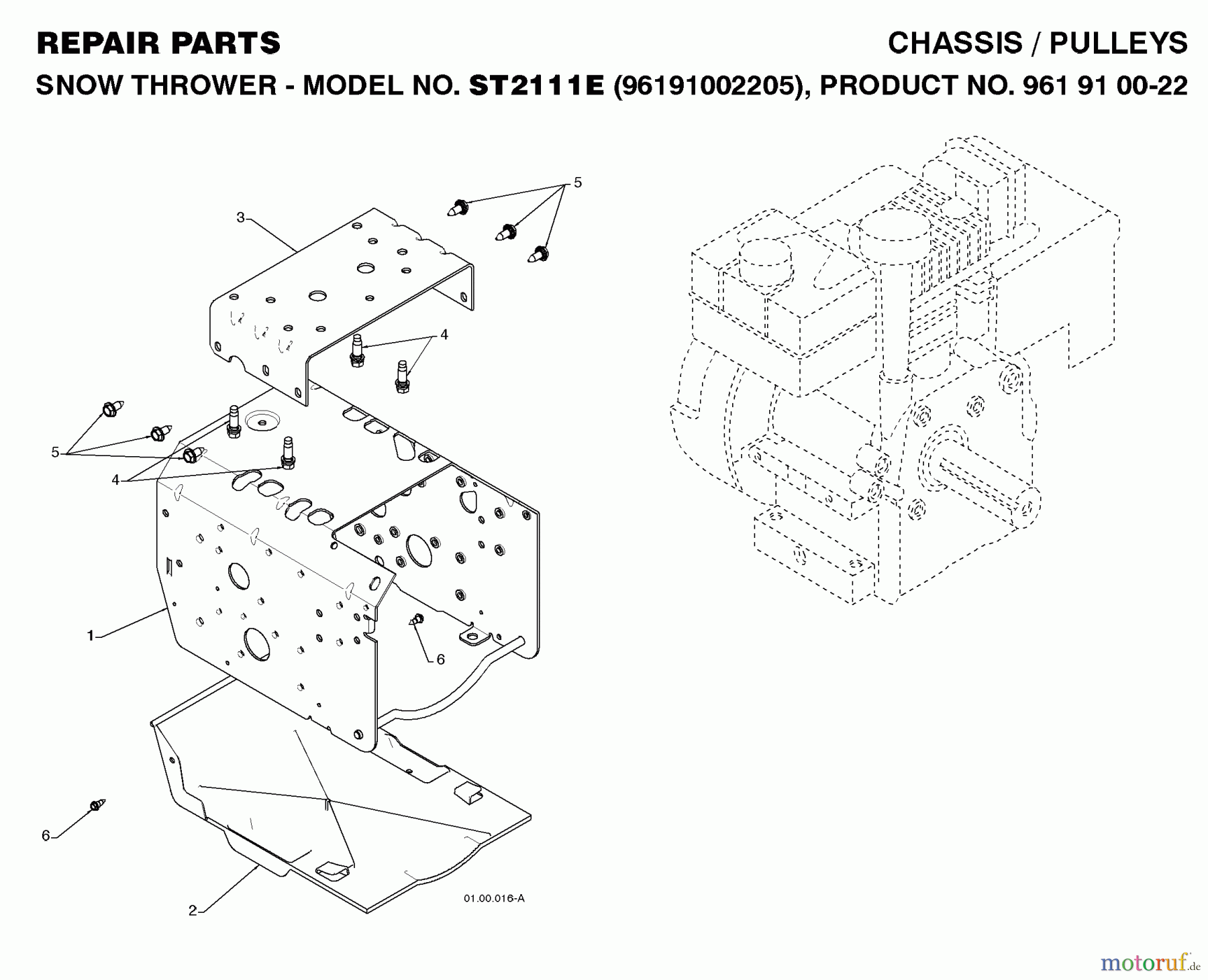 Jonsered Schneefräsen ST 2111 E (96191002205) - Jonsered Snow Thrower (2008-08) CHASSIS ENGINE PULLEYS