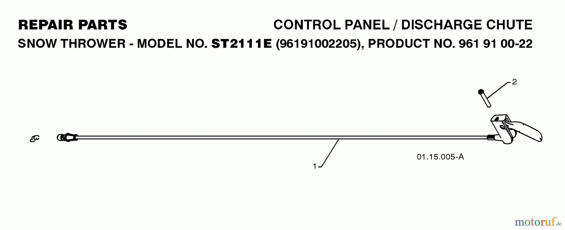  Jonsered Schneefräsen ST 2111 E (96191002205) - Jonsered Snow Thrower (2008-08) CONTROL PANEL DISCHARGE CHUTE #3